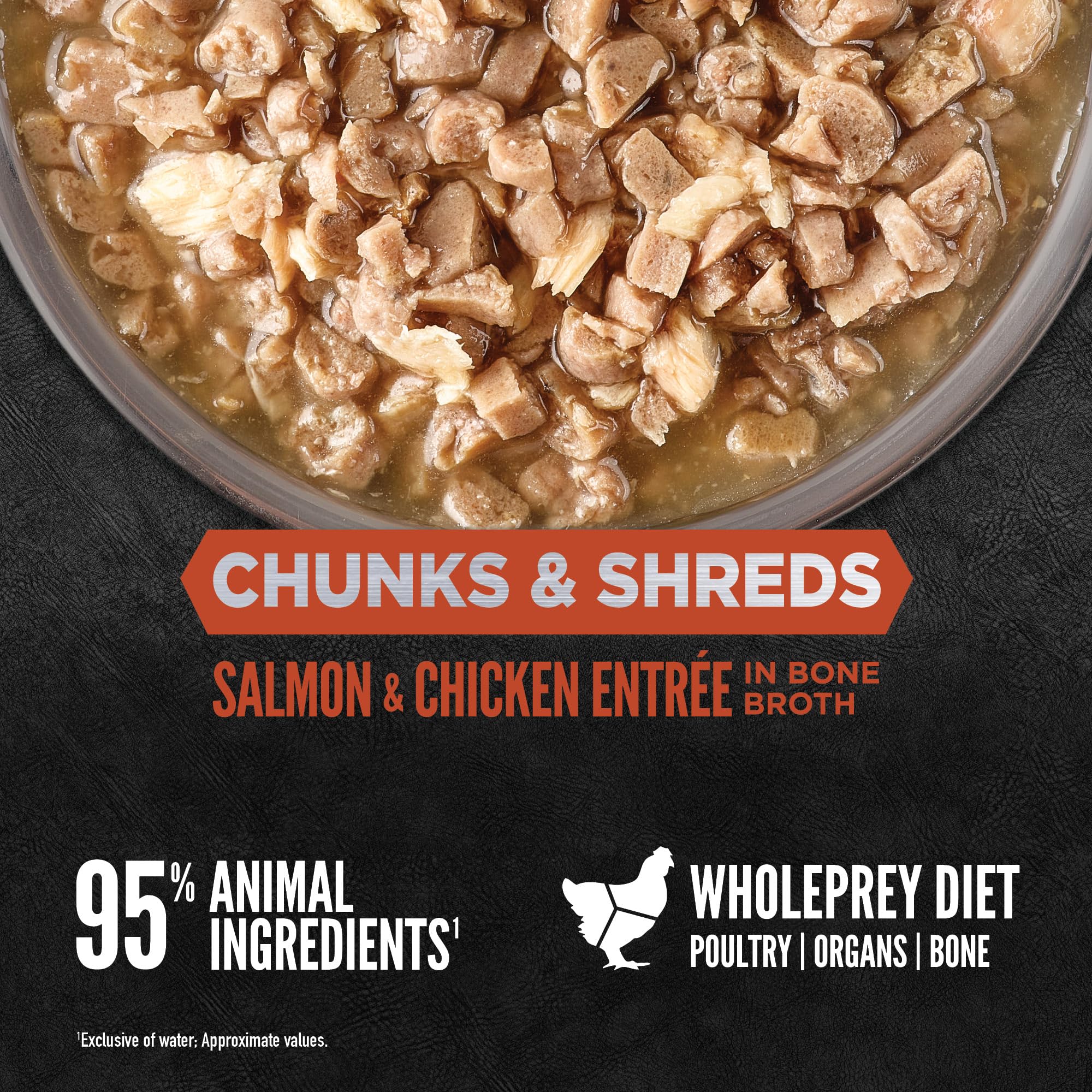 ORIJEN Chunks & Shreds Salmon & Chicken Entrée, 5.5oz, case of 6 cans