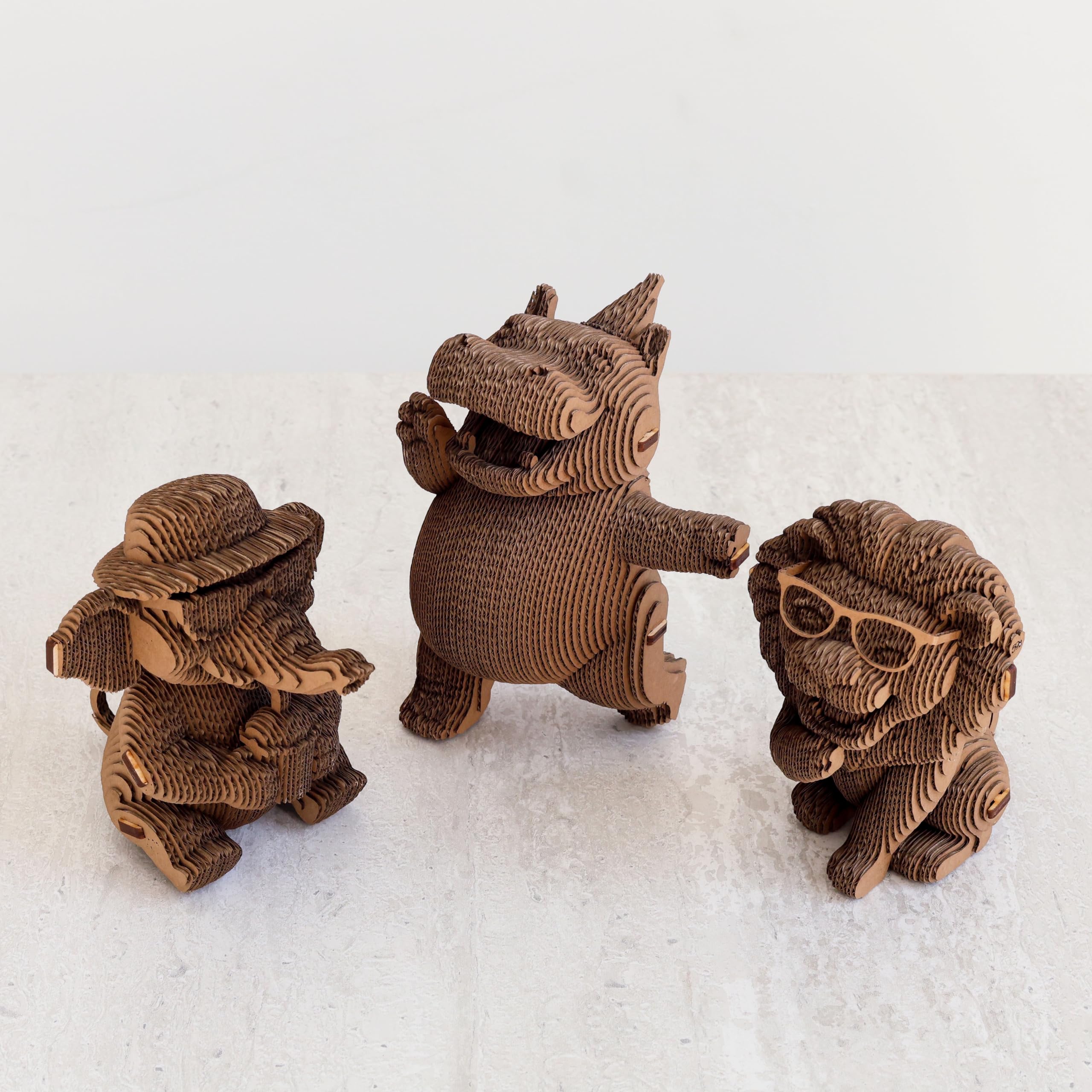 Safari Trio Puzzle 3D de Cartón – Set 3 en 1, 267 Piezas, Cartón Reciclado Sin Plástico, Escultura DIY para Pintar, Idea de Regalo | 267 piezas de cartón reciclado, kit de manualidades para pegar y pintar, para adolescentes y adultos, idea de regalo