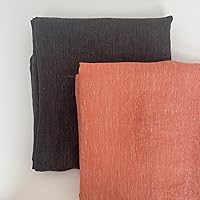 Vista 2 de Tela de lino a rayas finas naranjas, calidad premium y ligera, material transpirable para decoración del hogar y moda