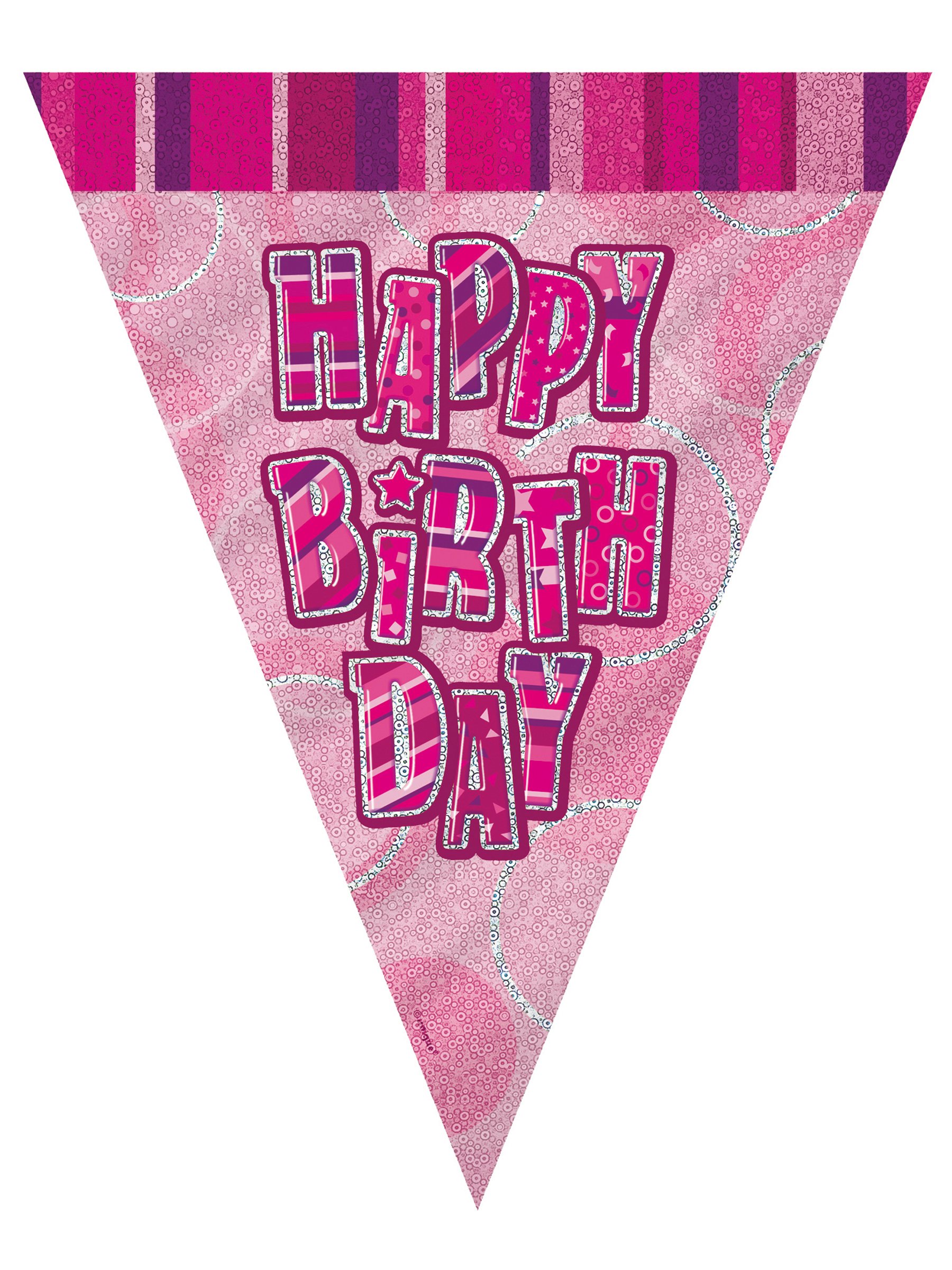 Unique Party 92068 - 9ft Foil Glitz Pink Happy 80th Birthday Banner — view 52