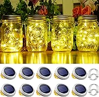 Vista 1 de SmilingTown Paquete de 10 tiras de 30 luces LED solares con tapa de tarro de masón, luces de hadas que incluyen 10 perchas, para interiores