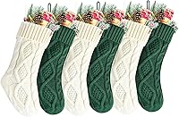 Vista 10 de Medias tejidas para Navidad, color tinto, verde y marfil