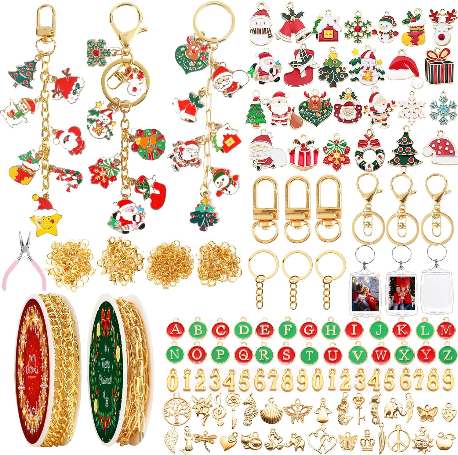 Namifin 384 Pcs Keychain Making Kit with Charms & Keychain Clips - DIY Bag Charms, Pearl Keychains, Photo Keychains, Personalized Gifts for Friends Small Business