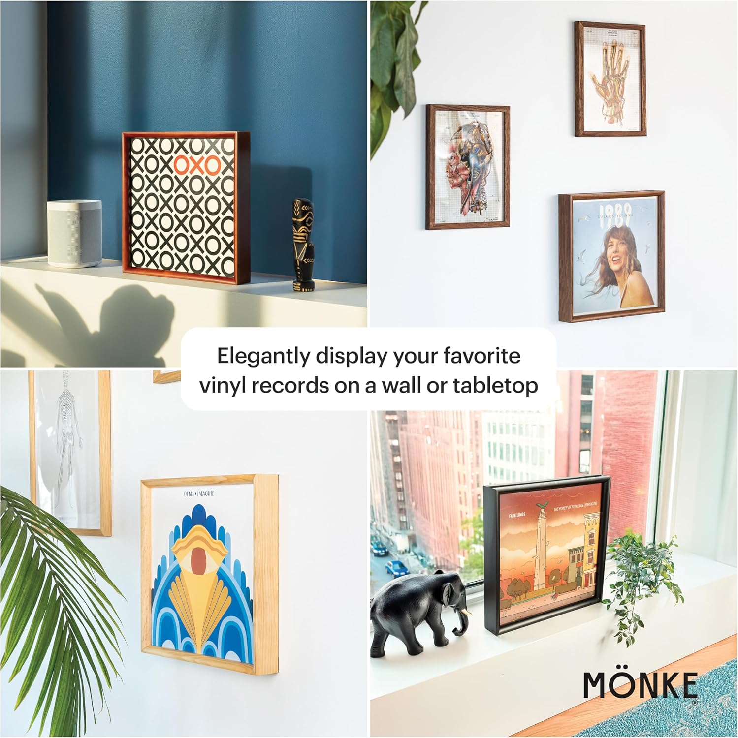 Premium Vinyl Record Frame - Wall-Mounted or Tabletop - Display Your Now-Playing or Favorite Records - This Elegant Vinyl Record Stand Will Fit Most Records (Walnut)