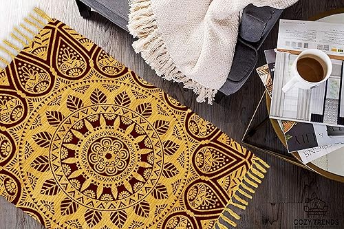 Miniatura 56 de Alfombra de trapo de algodón, 24 x 36 pulgadas, multicolor, tejida a mano, lavable y reversible, para sala de estar, cocina, entrada, con borlas