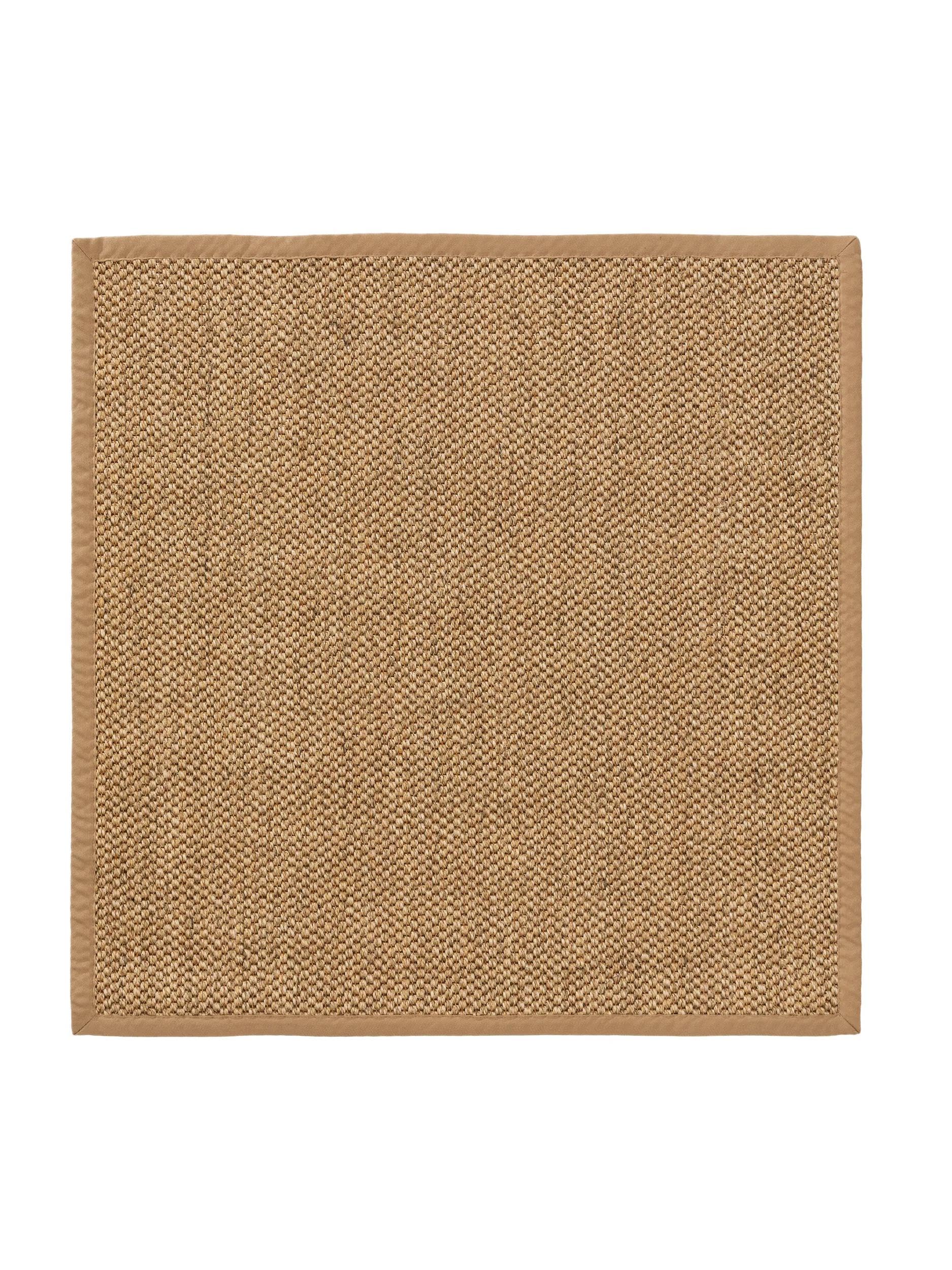 benuta Pure Sisalteppich Greta - Creme 150x150 cm - 100% Sisal - Quadratisch & im Style: Bordüre, Uni, Natural Living, Scandi Living - Pflegeleicht für Wohnzimmer Schlafzimmer