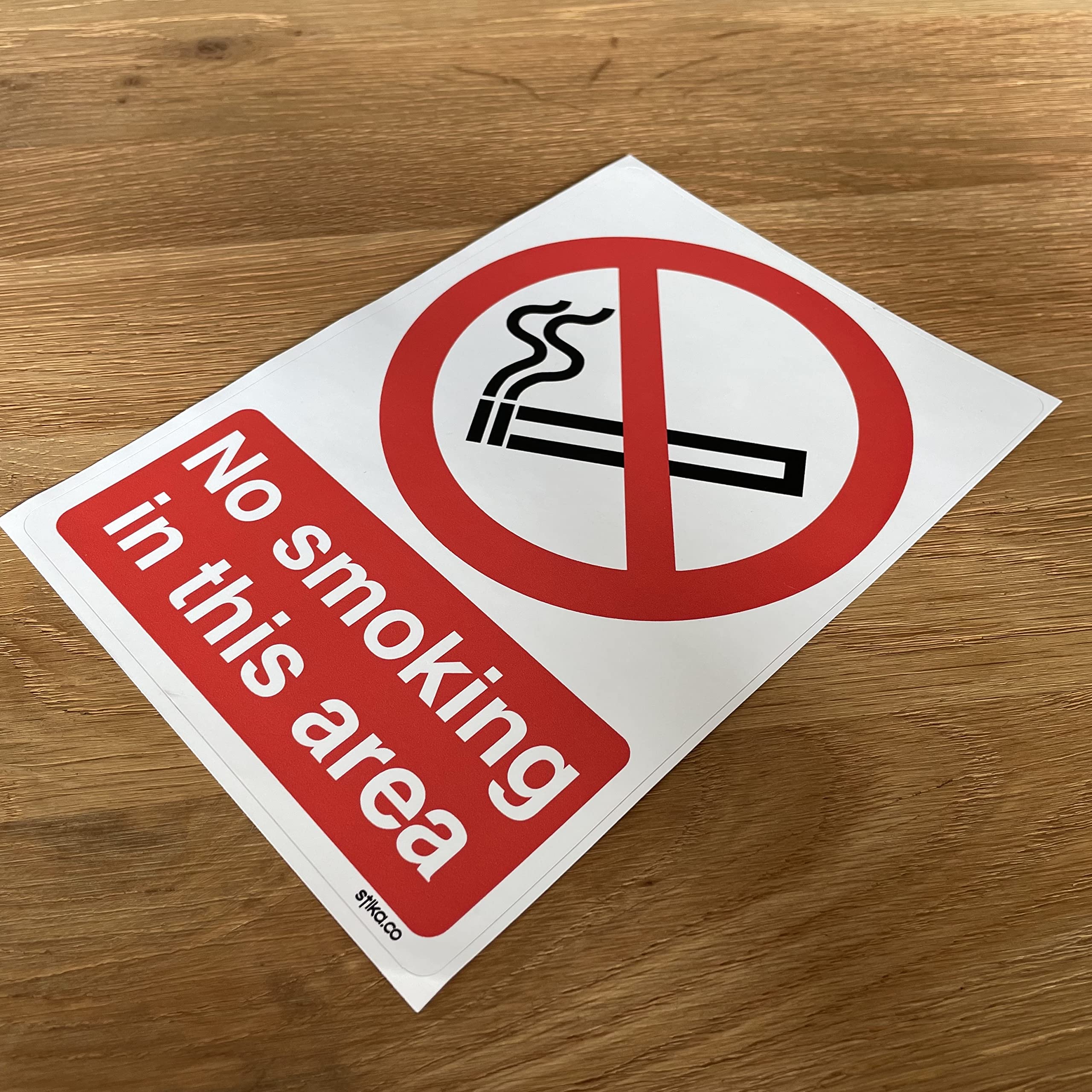 stika.co Confezione da 6 cartelli con scritta in lingua inglese No Smoking In This Area