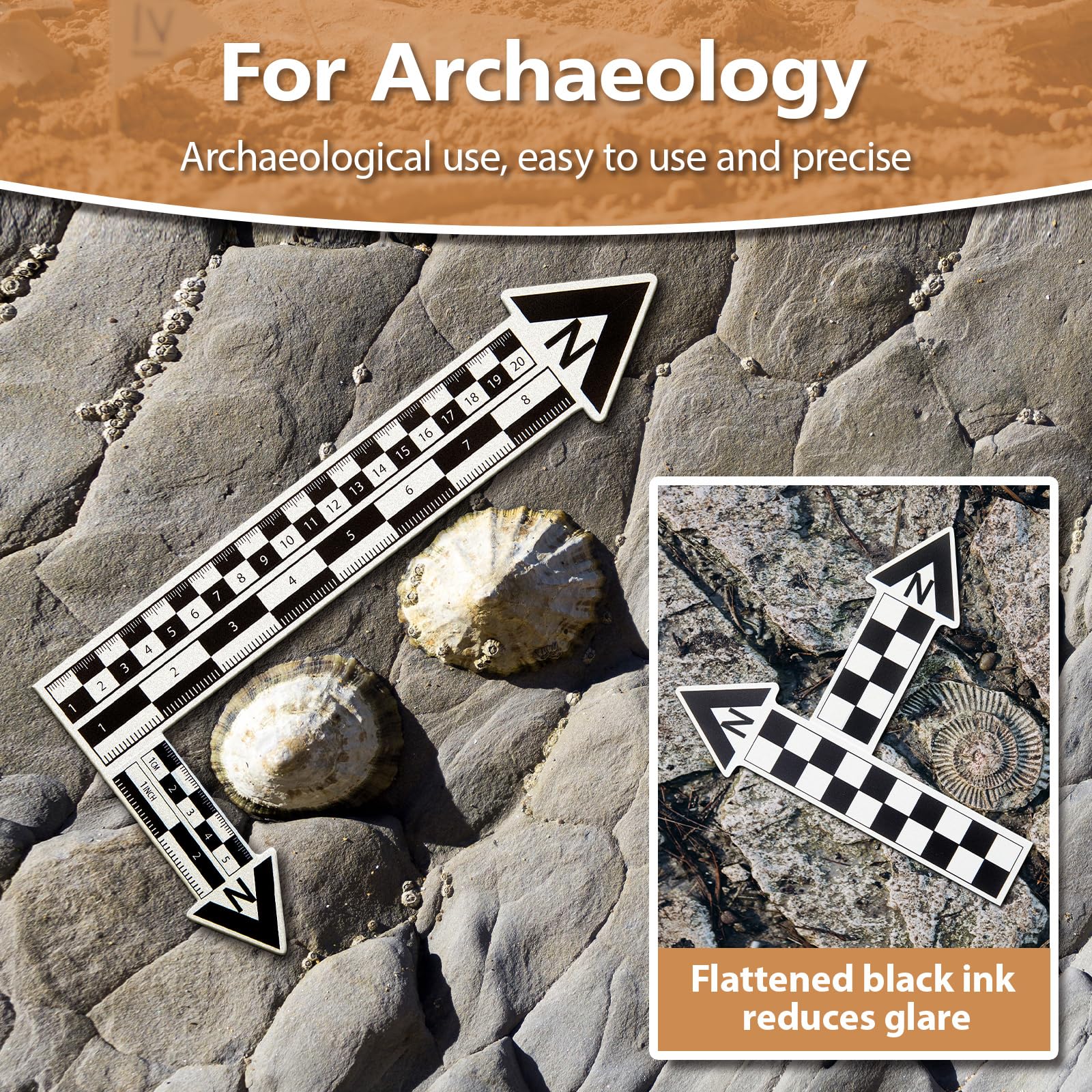 Maitys Archäologischer Nordpfeil und Skala-Set, Geologiefotografie, professionelles Messskala-Lineal mit Etui, archäologische Ausgrabung, Foto-Referenzlineal für Artefakt-Dokumentation, 12 Stück