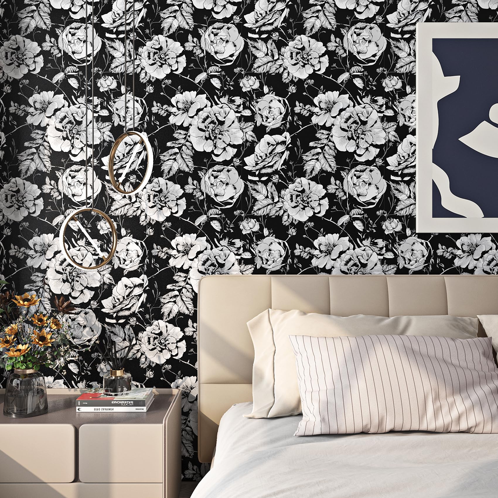 ReWallpaper 17.5in X 23ft Black And White Contact Paper Removable