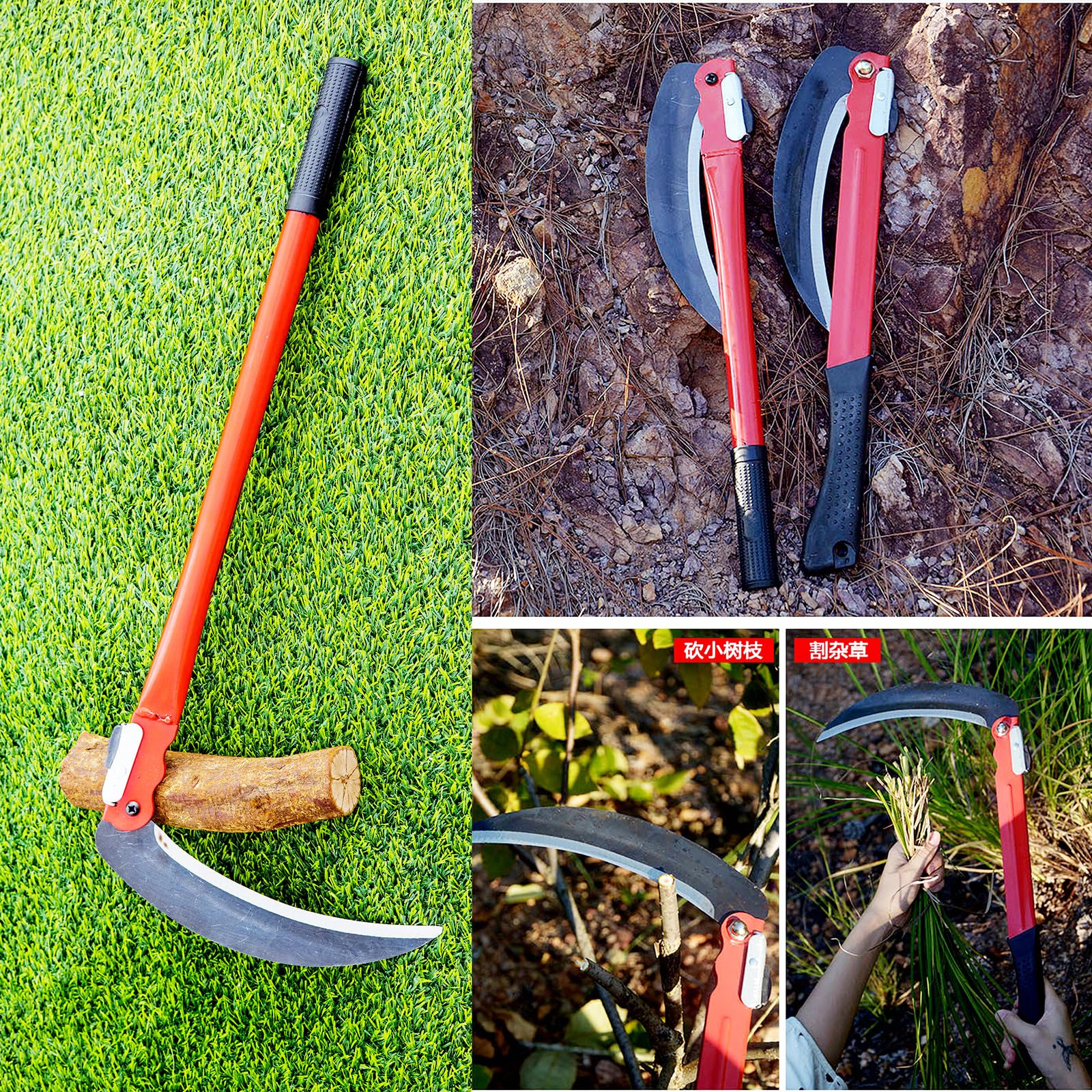 Faucille pliable pour le jardinage multi-usages, faucille à gazon pour désherbage, faucille de sécurité portable (B)