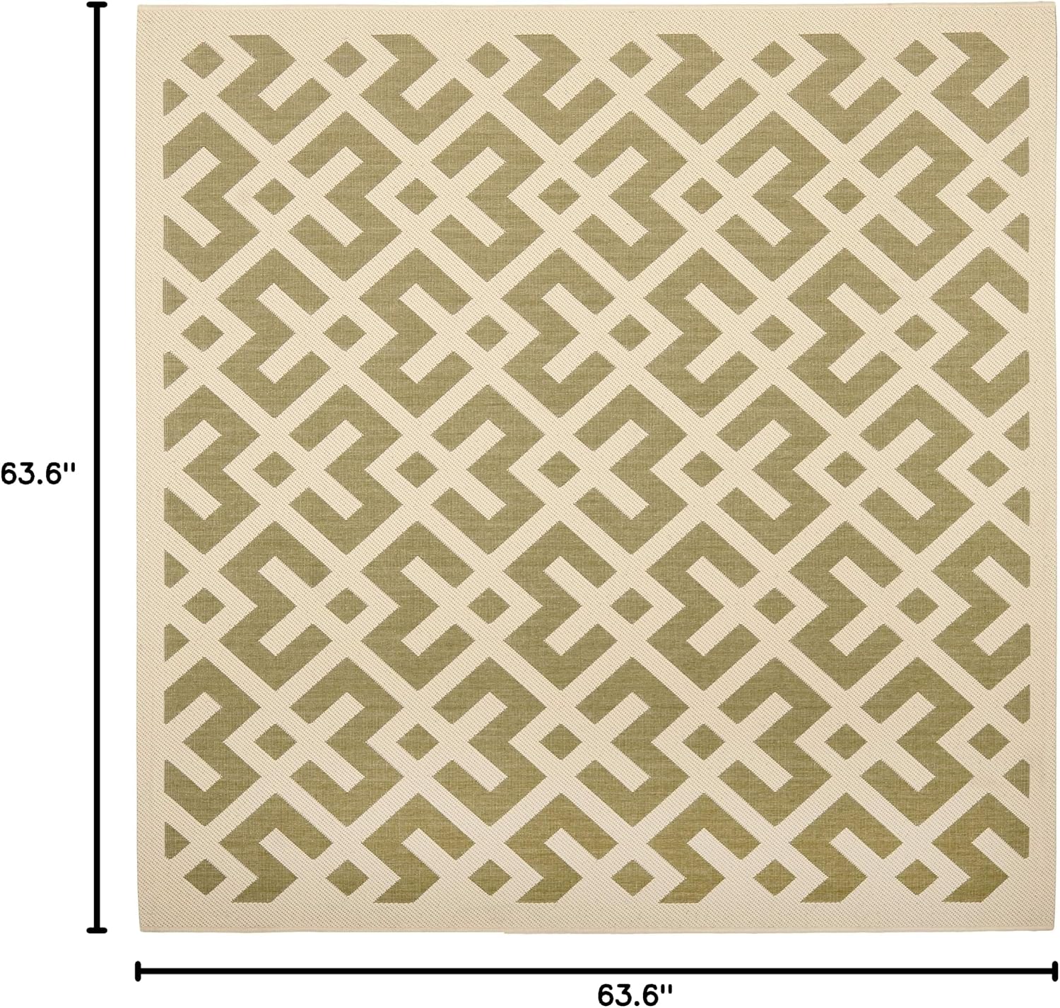 SAFAVIEH Washable Rug Outdoor Courtyard Collection - 5'3" Square, Green & Bone, Non-Shedding & Easy Cleaning, Ideal for Patio, Backyard, Mudroom (CY6915-234)