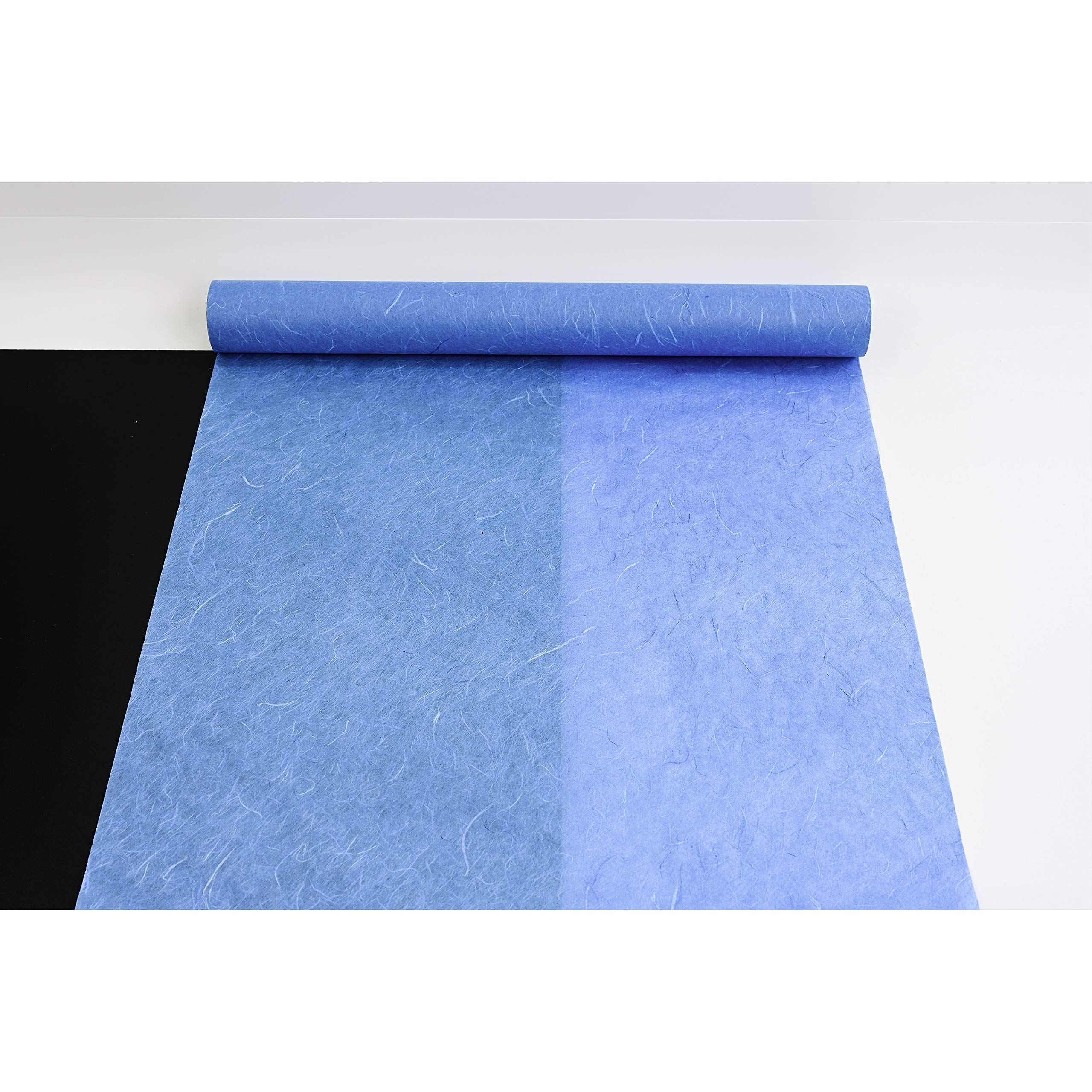 Korean Mulberry Paper HanJi Natural Fiber Texture Gift Wrapping Packaging Decorative Wallpaper UnYong-Ji Roll Blue 54Cm x 20m (21.3 x 787.4 Inches)