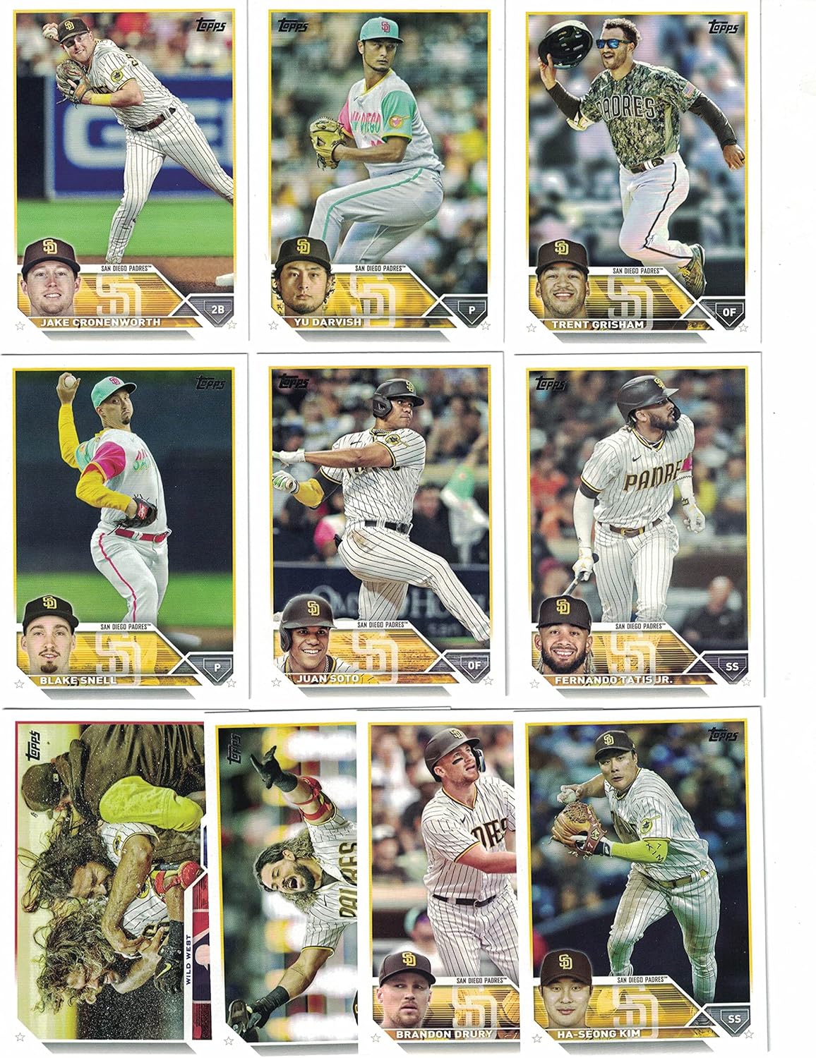 San Diego Padres / 2023 Topps Padres Baseball Team Set (Series 1 and 2) with (22) Cards. PLUS the 2022 Topps Padres Baseball Team Set (Series 1 and 2) with (20) Cards. ***INCLUDES (3) Additional Bonus Cards of Former Padres Greats Tony Gwynn, Andy Benes and Benito Santiago! ***