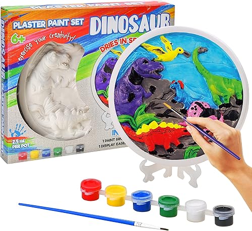 BELLOCHIDDO Kit de pintura de dinosaurios para niños, artes y manualidades de dinosaurios con caballete, juguetes de pintura de dinosaurios, regalos