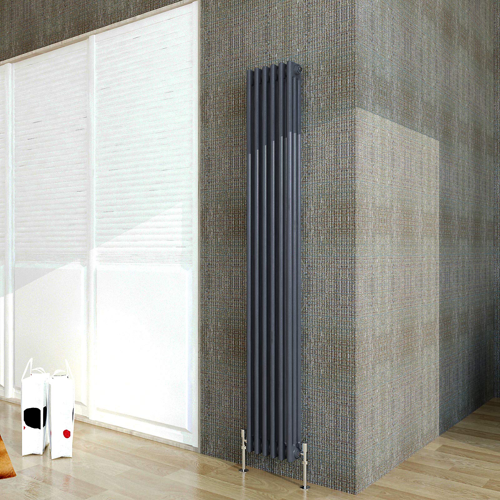 Acezanble∣3 Column Radiator, Vertical 1800mm Anthracite Tall Traditional Cast Iron Style Radiators Windows Hallyway — image 1
