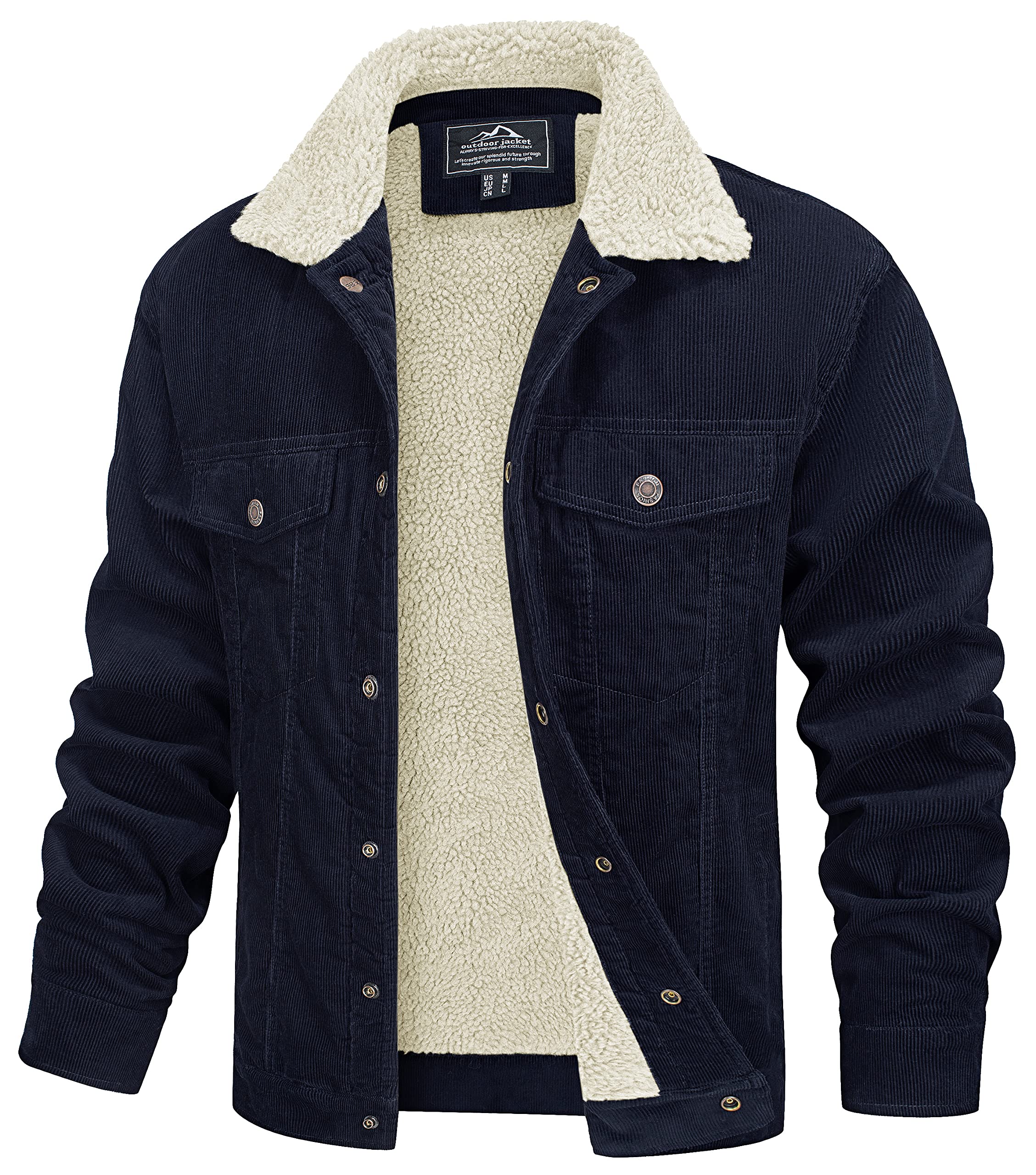 MAGCOMSEN Men's Corduroy Jacket Winter Sherpa Lined