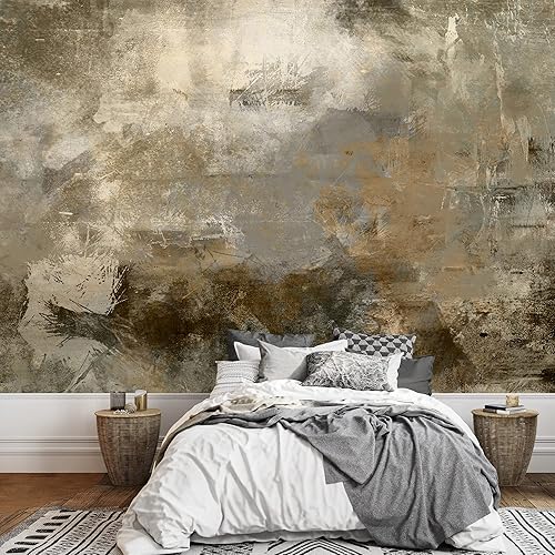 Miniatura 3 de wall26 Fondo abstracto de acrílico monocromático en colores beige, negro, gris y marrón, papel pintado extraíble autoadhesivo, grande, 66 x 96