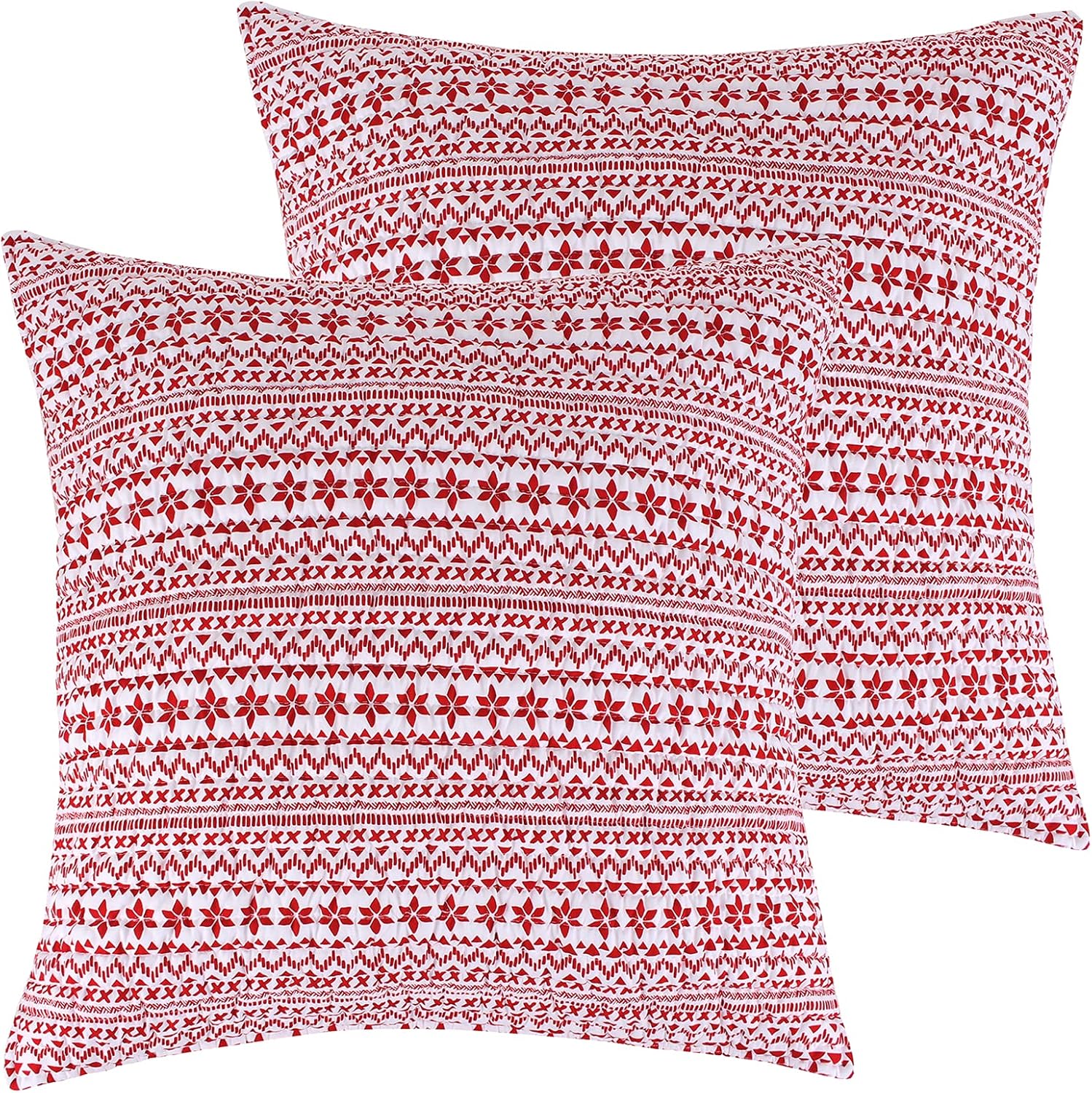 Levtex Home Merry & Bright Collection - Comet and Cupid Quilted Euro Shams (26x26in.), No Insert - Red and White