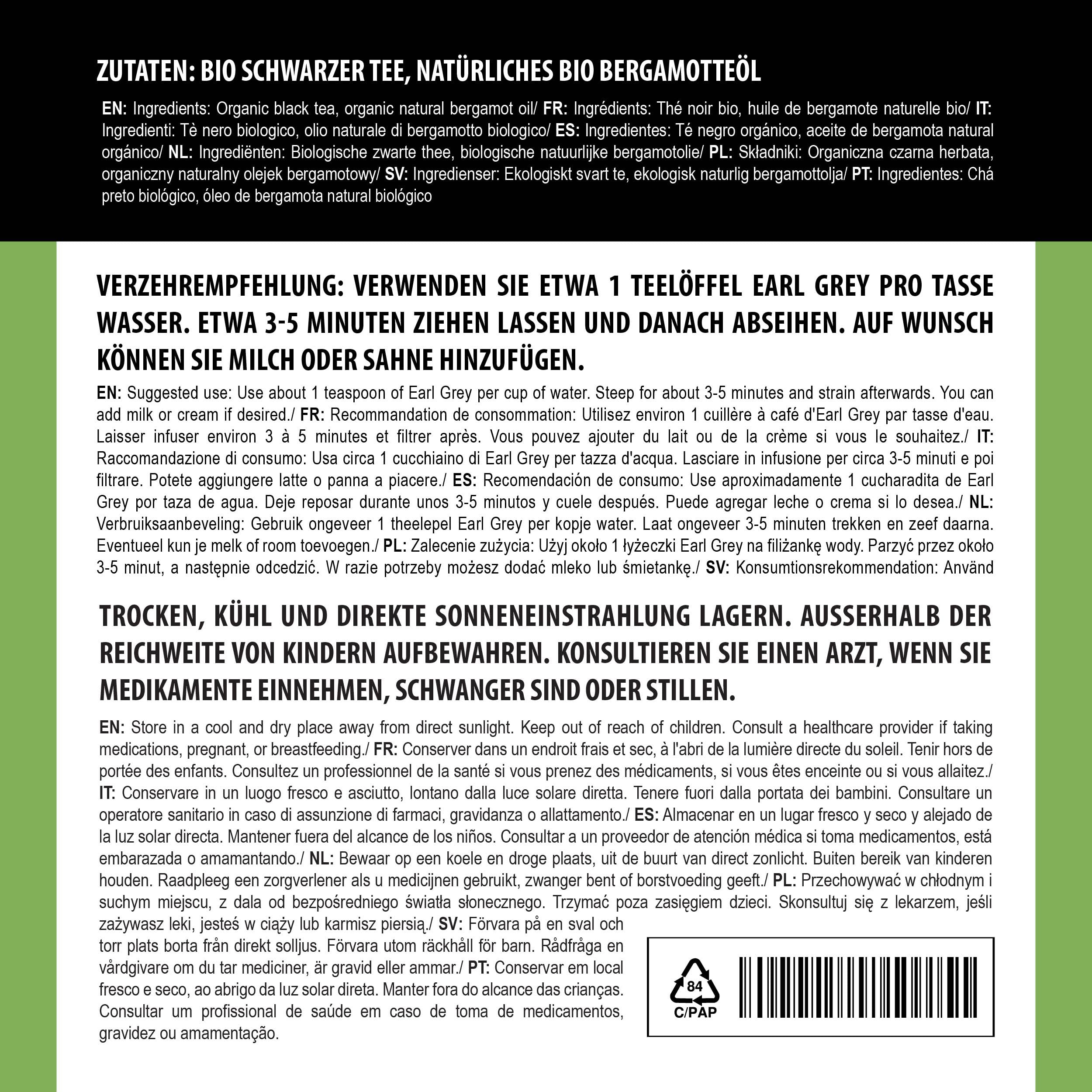Alpi Nature Ekologiczna Herbata Earl Grey 100g, Czarna Herbata z Olejkiem Bergamotowym, Naturalnie Zawierająca Kofeinę