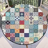 Vista 38 de Round Fitted Tablecloth with Elastic Outdoor Table Cover Round Elastic Tablecloths for Tables Waterproof Wipeable Table Cloths for