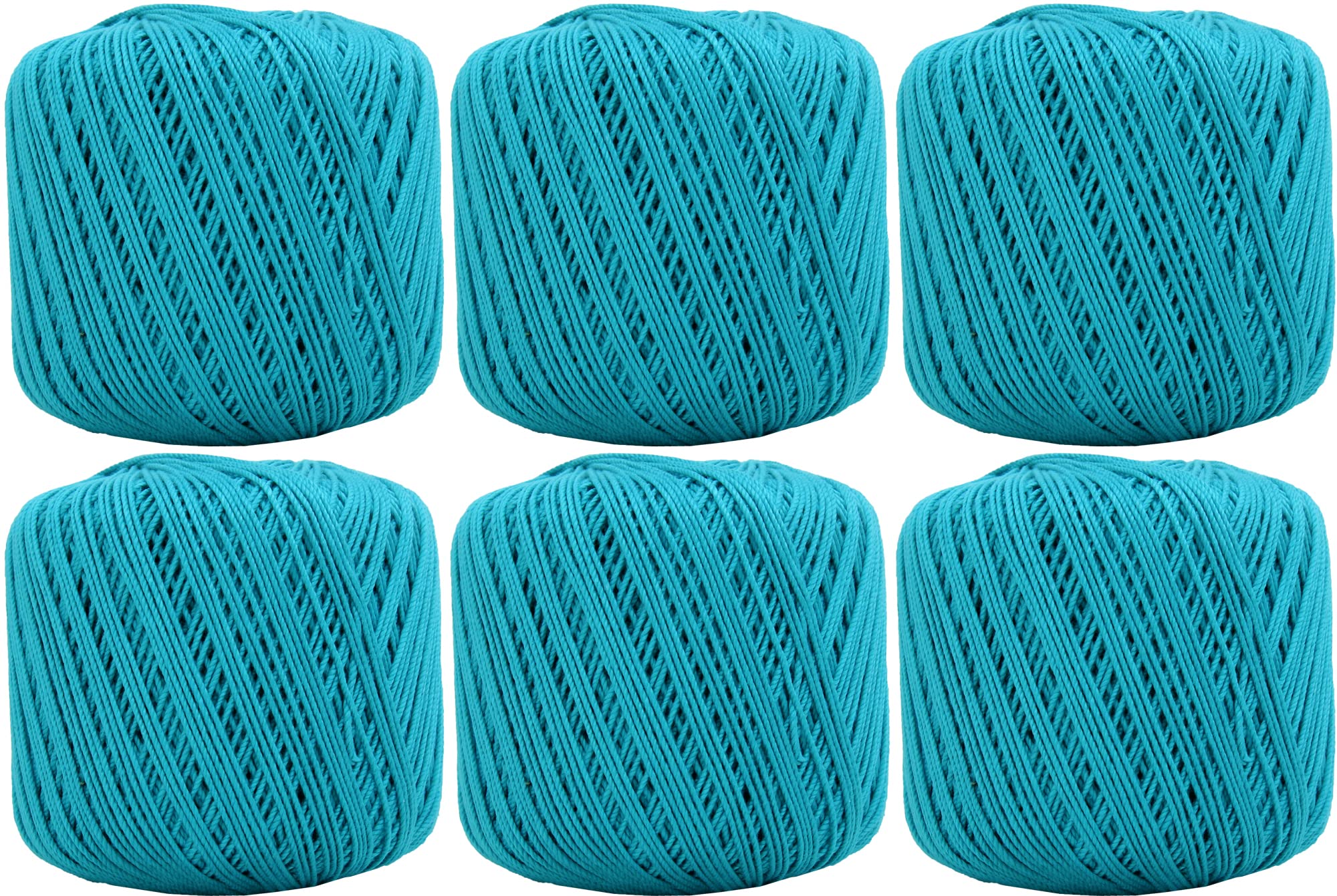 ThreadArt 100% Cotton Crochet Thread Size 3, 6 Ball Pack, Turquoise 42