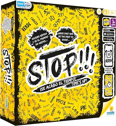 RONDA Juego de mesa Stop para familiares y amigos, incluye carpetas de tablero de juegos, lápices, bloc de notas, categoría, tarjetas, juego de