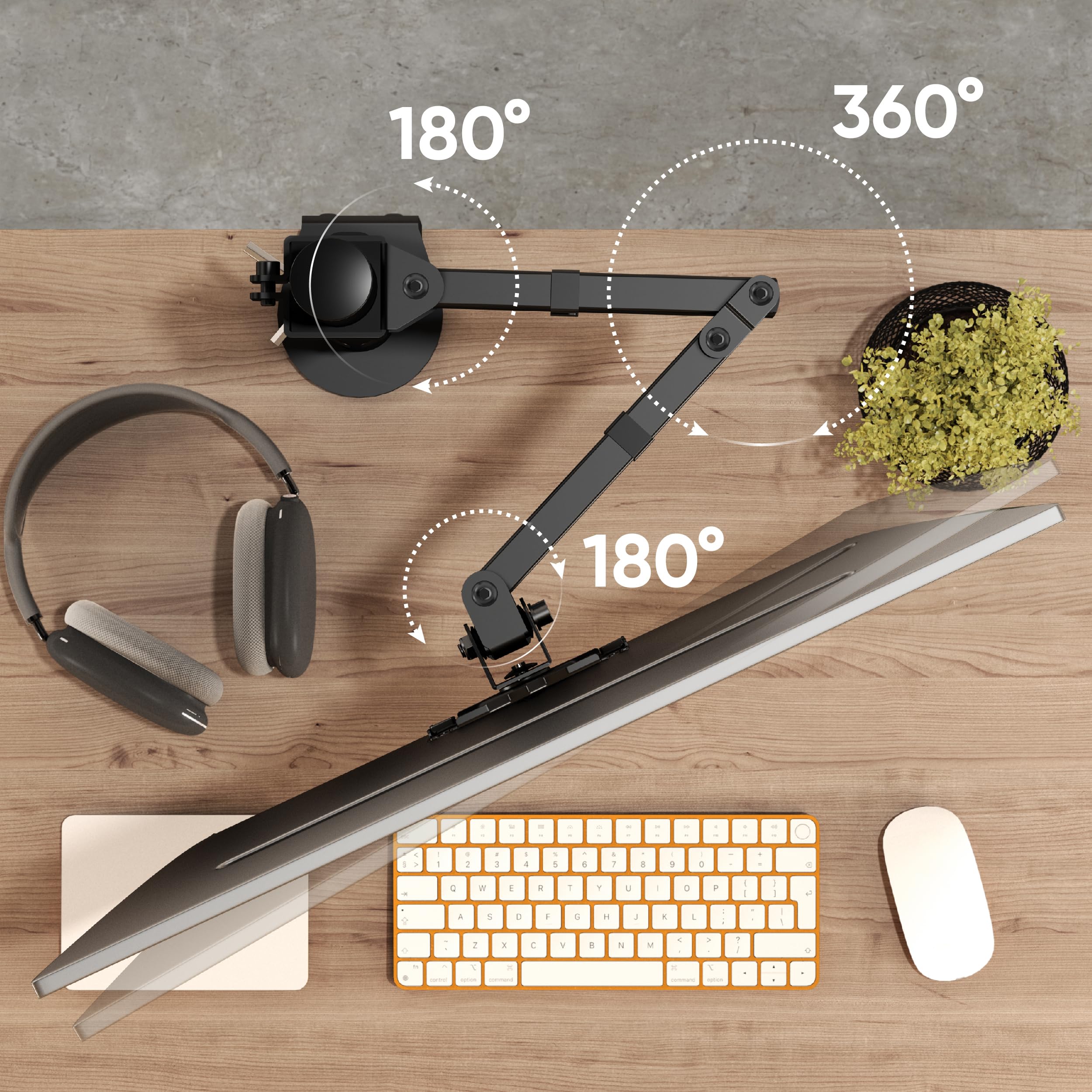 ONKRON Bras Moniteur de 13 à 34 Pouces - Support pour Moniteur de Bureau avec Poids jusqu'à 8 kg - Support écran PC de Bureau Max VESA 100 x 100 / Support écran PC Bureau inclinable D121E-B Noir