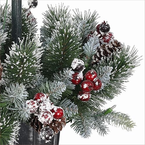 Miniatura 5 de Puleo International - Lámpara de pino artificial preiluminada de 4 pies, 50 luces LED de color blanco cálido