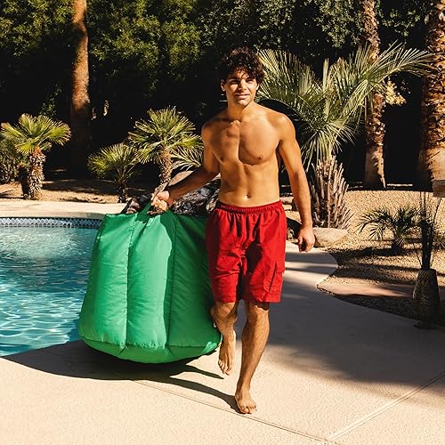 Miniatura 10 de Big Joe Roma Flotador de piscina sin necesidad de inflado con soporte para bebidas, malla de doble cara a rayas náuticas Americana, 3 pies