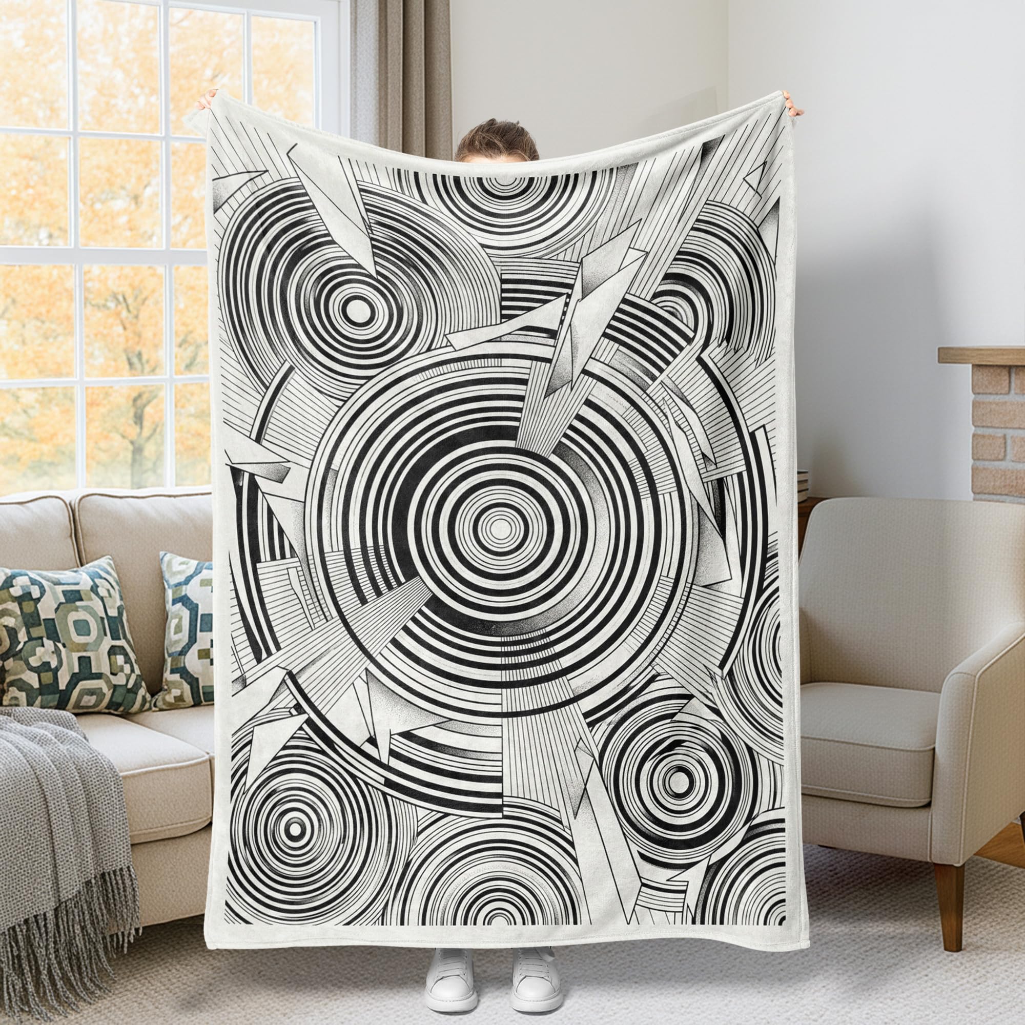 Couverture en peluche noire esthétique pour canapé et lit