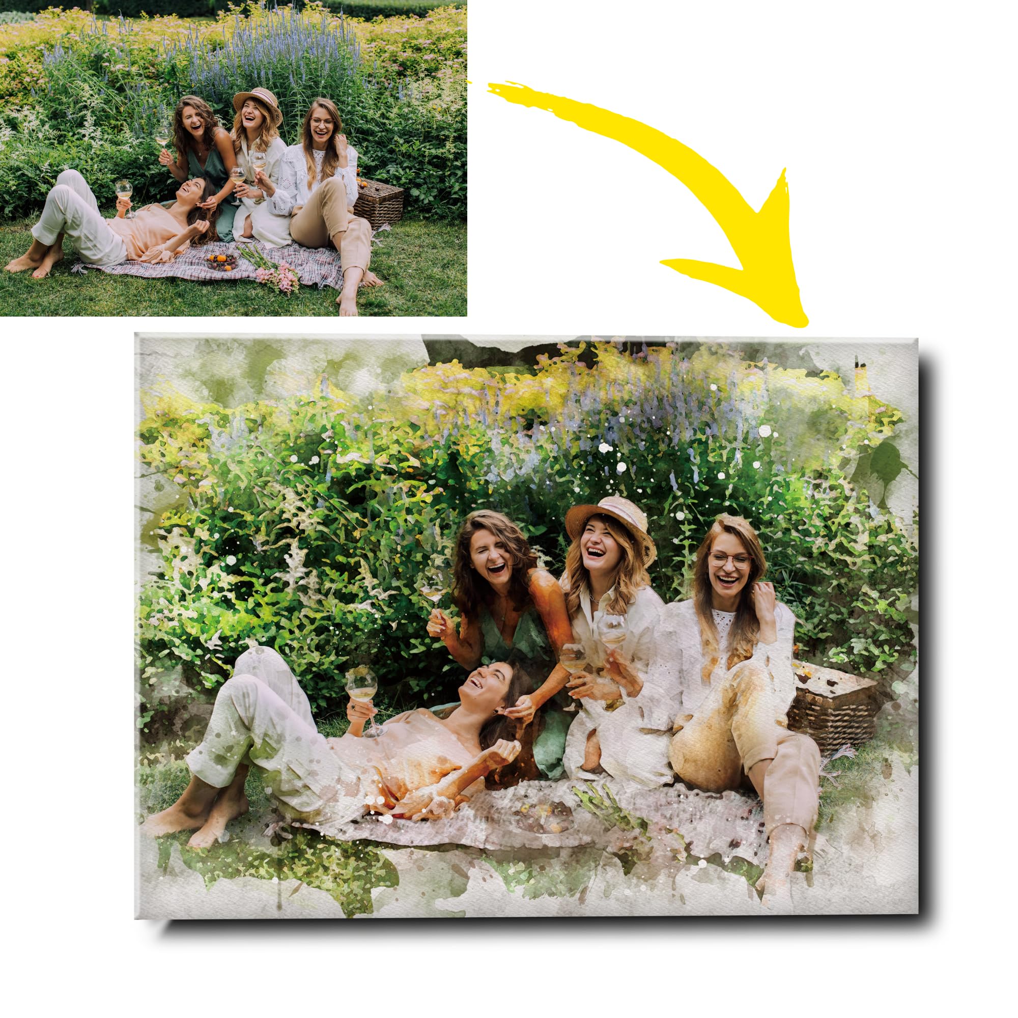 DROLLX Personalized Watercolor Portrait Canvas from Photo Custom Prints Wall Art customized picture gifts