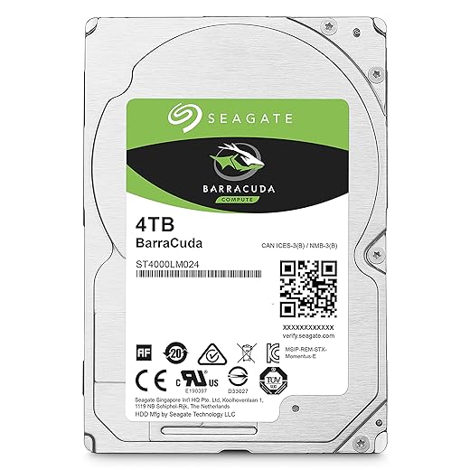 Seagate BarraCuda Mobile Hard Drive 4TB SATA 6Gb/s 128MB Cache 2.5-Inch 15mm (ST4000LM024)