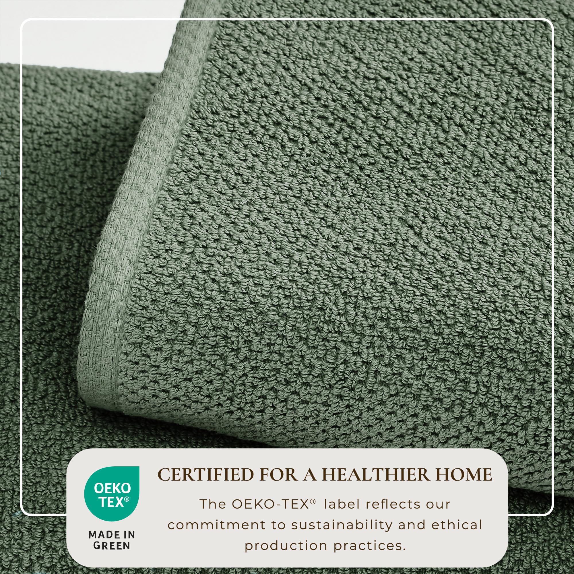 Green Washcloth- 100% Cotton 12-Pack 13x13 Wash Cloth - Absorbent, Quick-Drying, Durable Face Towels for Bathroom Decor - Low-Twist, Two-Ply Fibers (Forest Green)