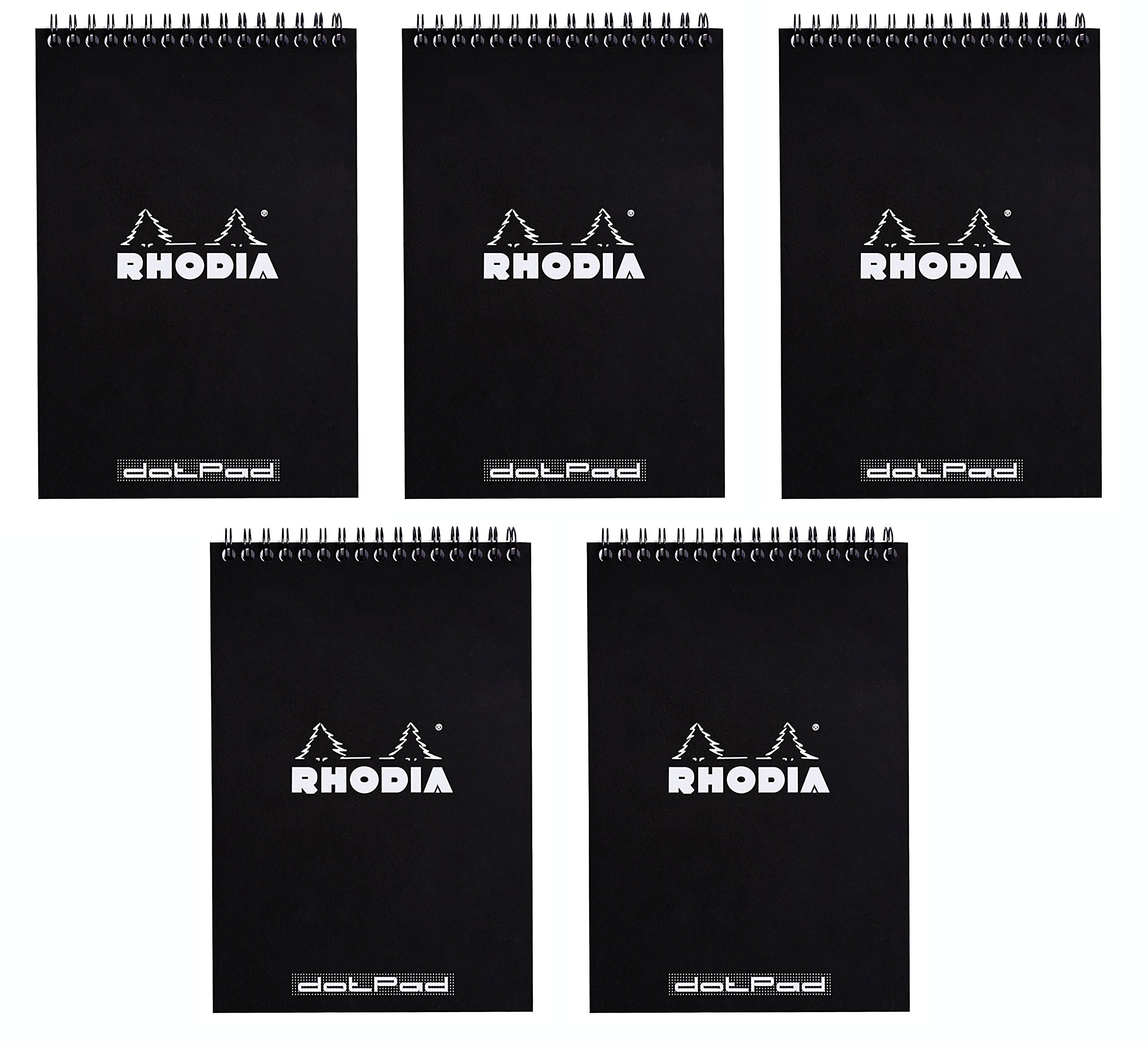 Wirebound Black Notepads dot - 6 in. x 8-1/4 in, Pack of 5