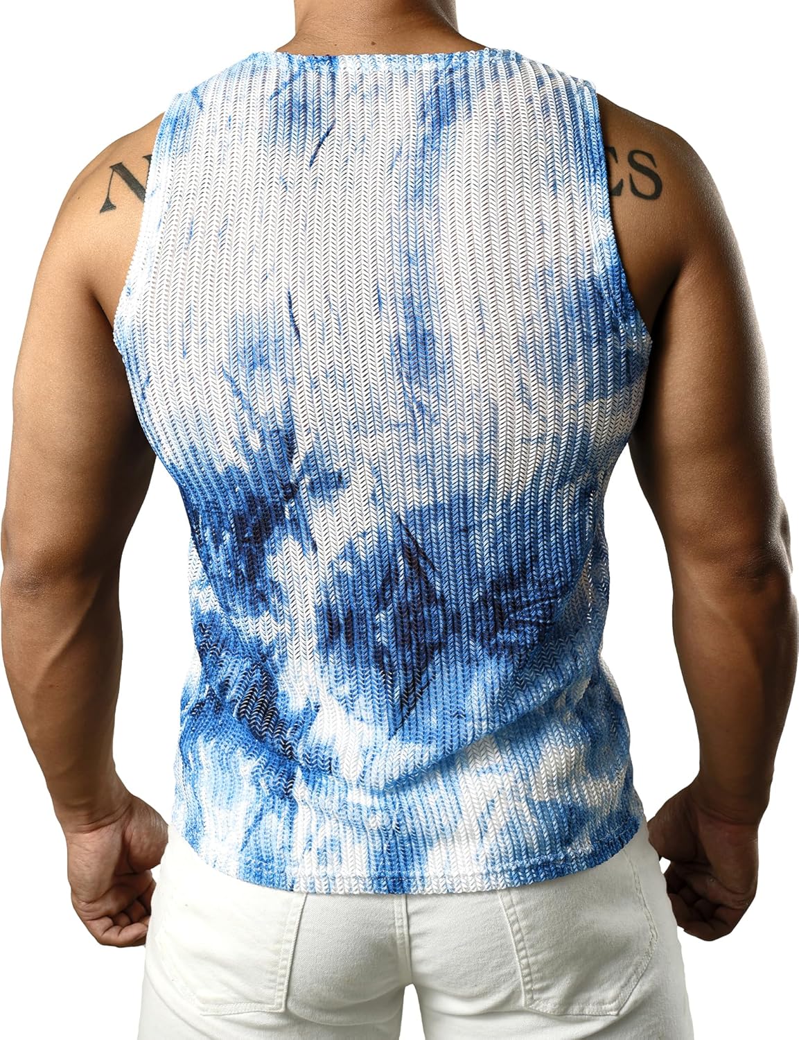 JOGAL Men's Mesh Fitted Sleeveless Muscle Tank Top - Image 2