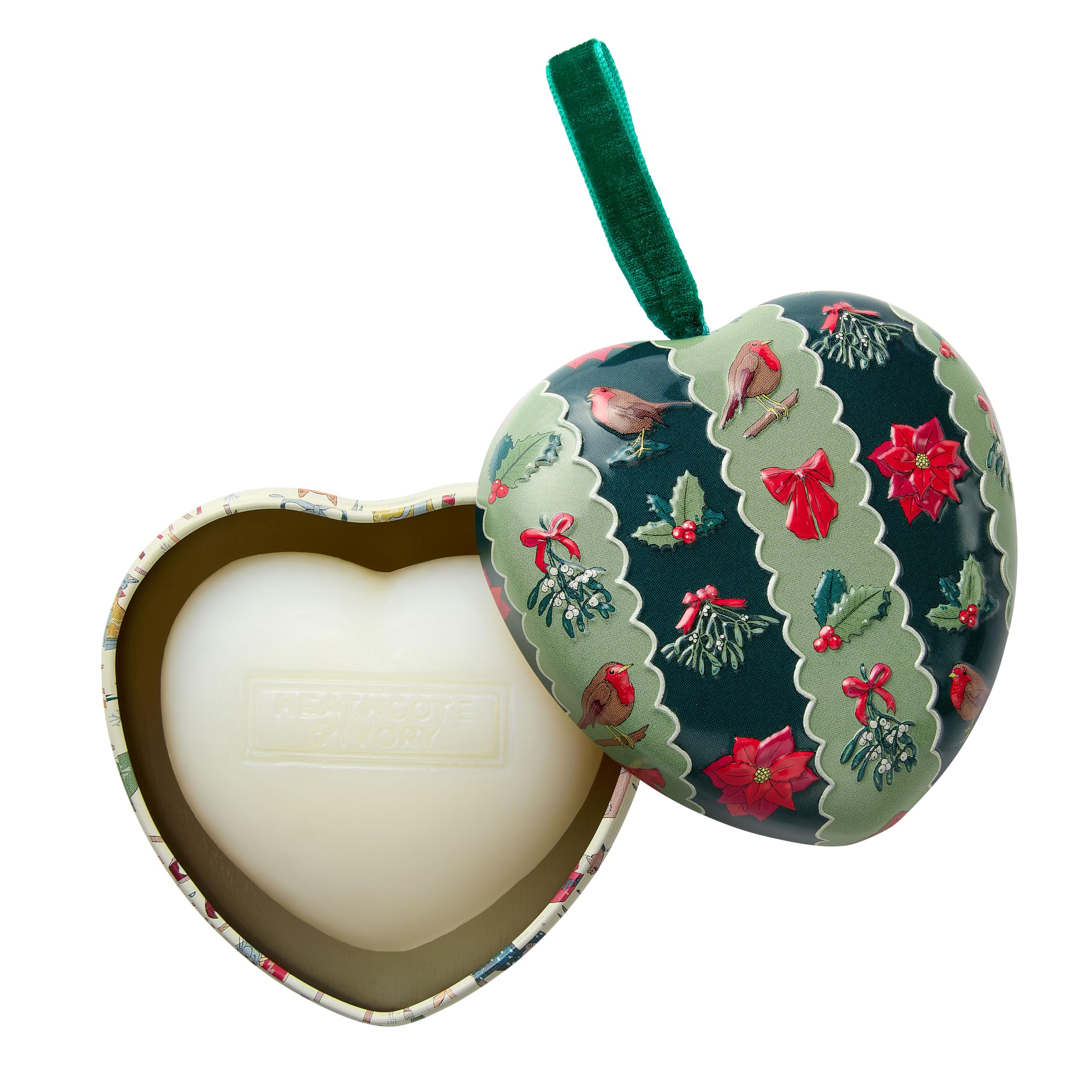 Heathcote & Ivory Scented Soap in Heart Shaped Tin 90g With Display Tray, Moisturiser, Shea Butter, Fragrance, Vegan and Cruelty Free, Luxury Beauty Gift, Christmas Stocking Filler
