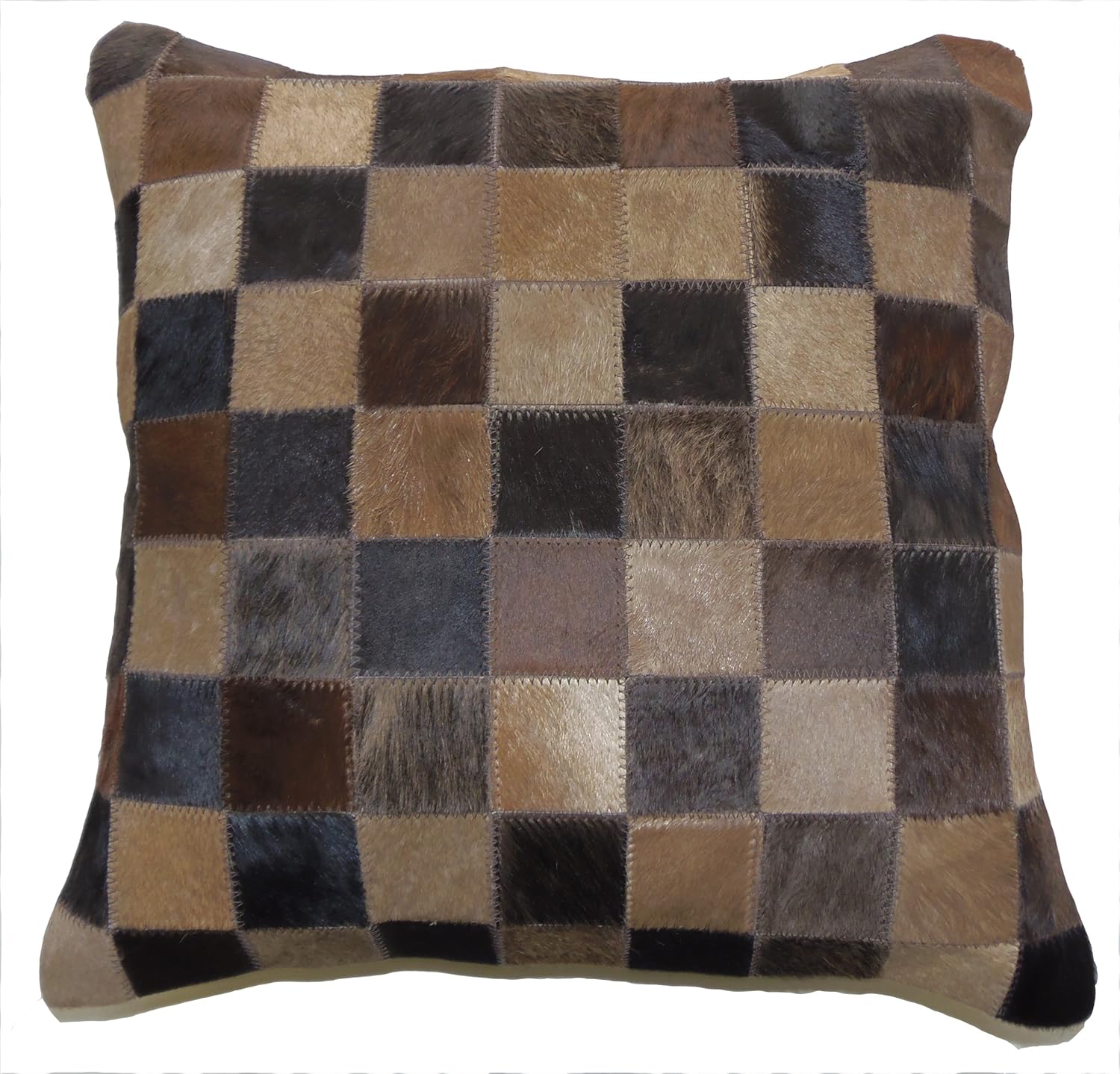 Orient Originals Inc. Cowhide Patchwork Pillow Chocolate