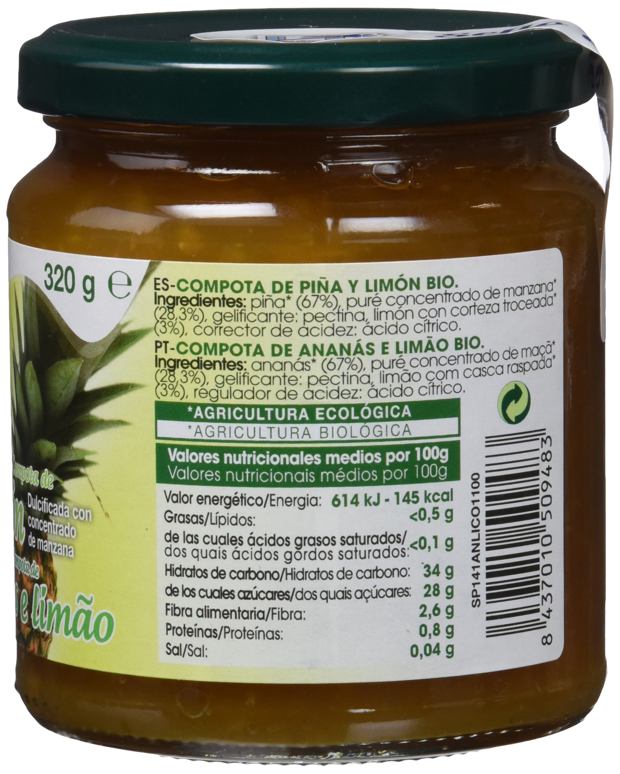 La Finestra Sul Cielo Compota de Piña y Limón - Paquete de 4 x 320 gr - Total: 1280 gr