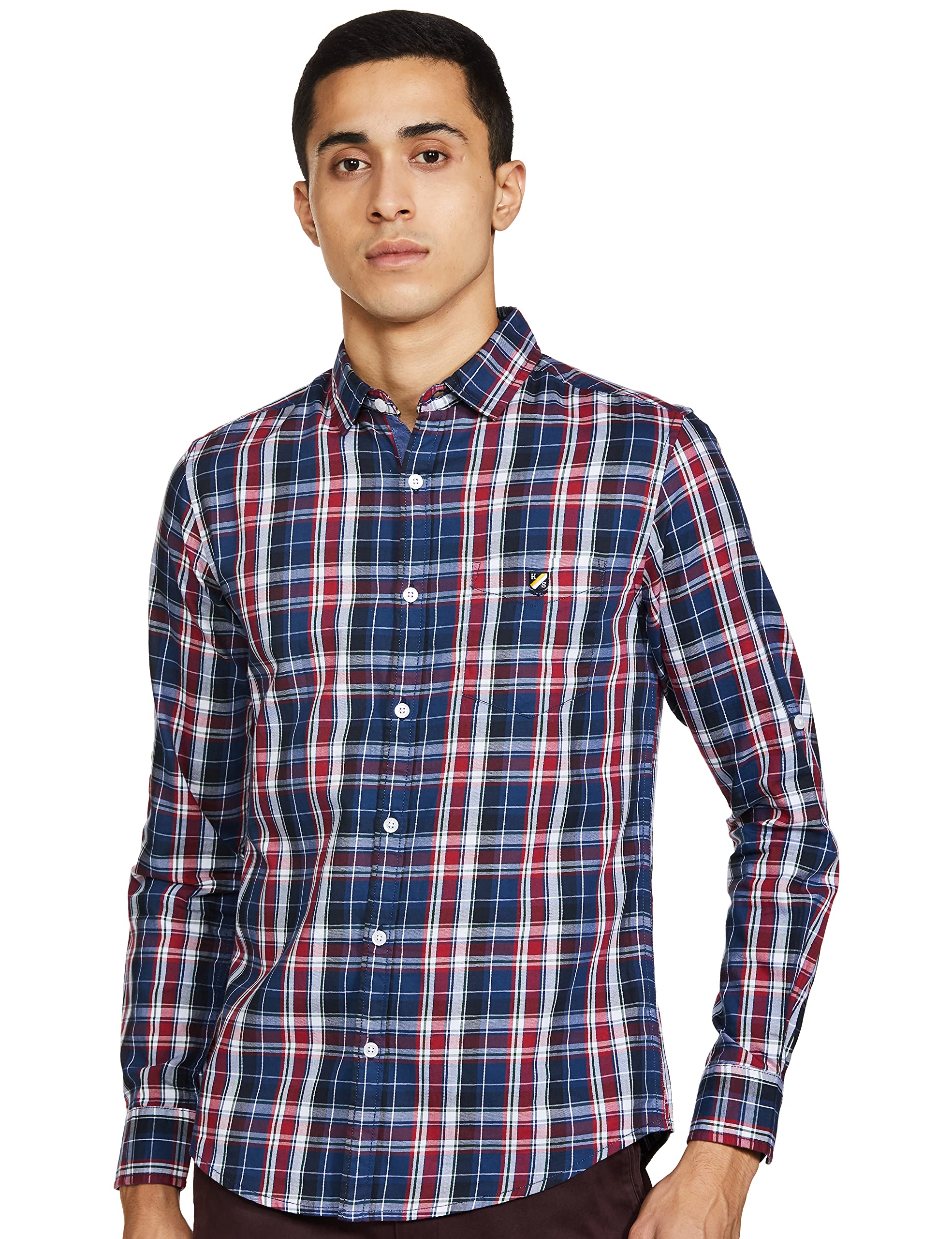 Amazon Brand - House & Shields Men's Checkered Regular Fit Shirt (AW18-HSSH-04_A#4619)