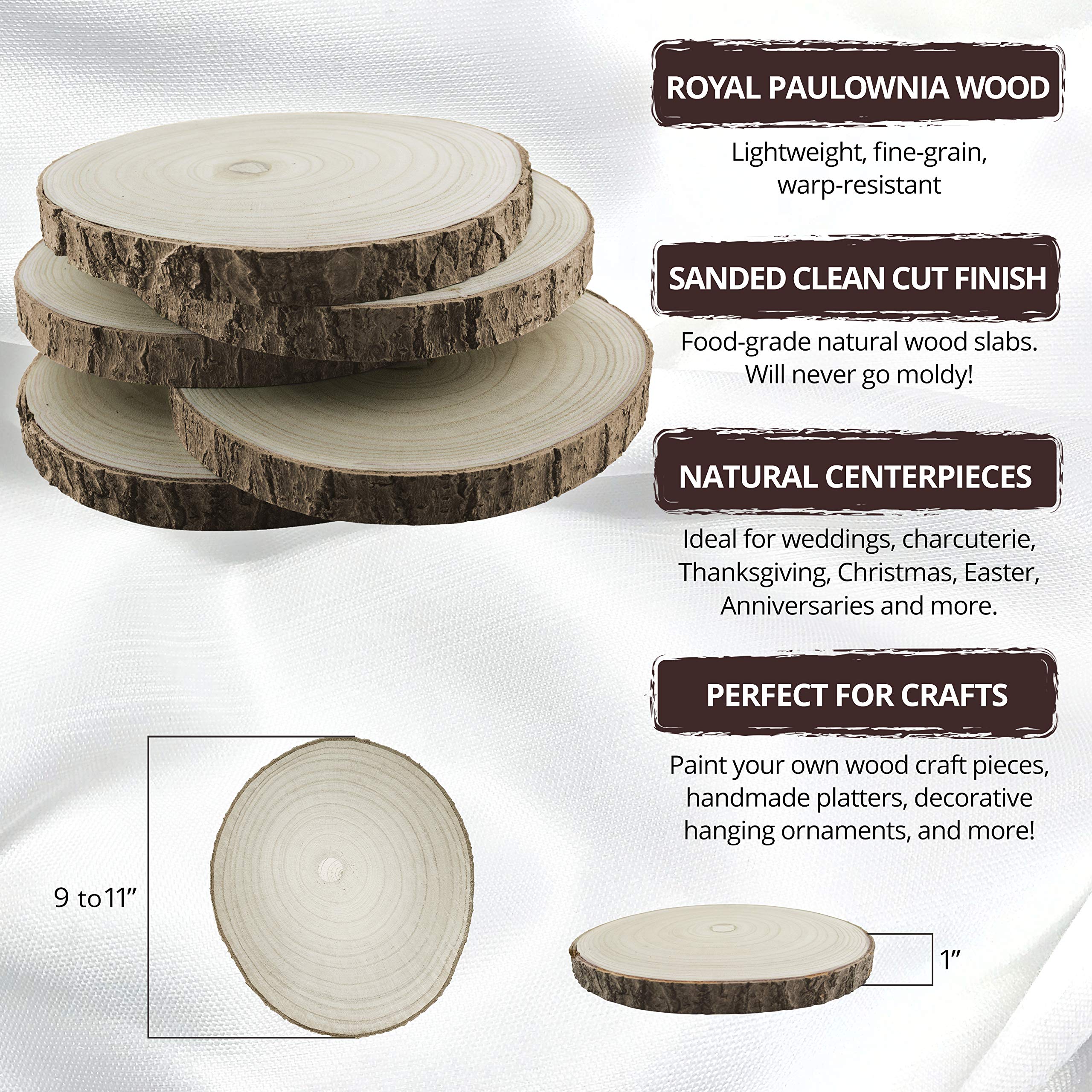 KARAVELLA Large Wood Slices for Centerpieces 5 Pack Wood Centerpieces