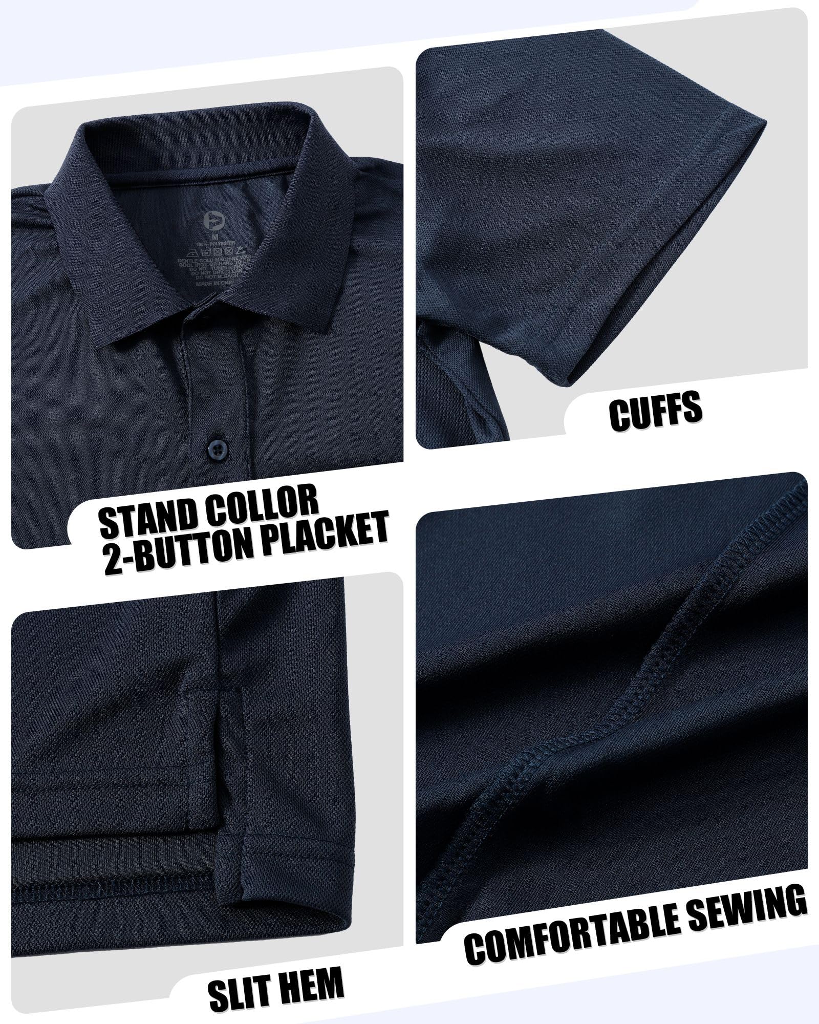 Outdoor Ventures 3er Pack Herren Poloshirt UPF50+ Sonnenschutz UV Männer Kurzarm Hemd Golf T-Shirt Sommer Atmungsaktiv Funktions Polohemd Golfen Tennis Polo Tops