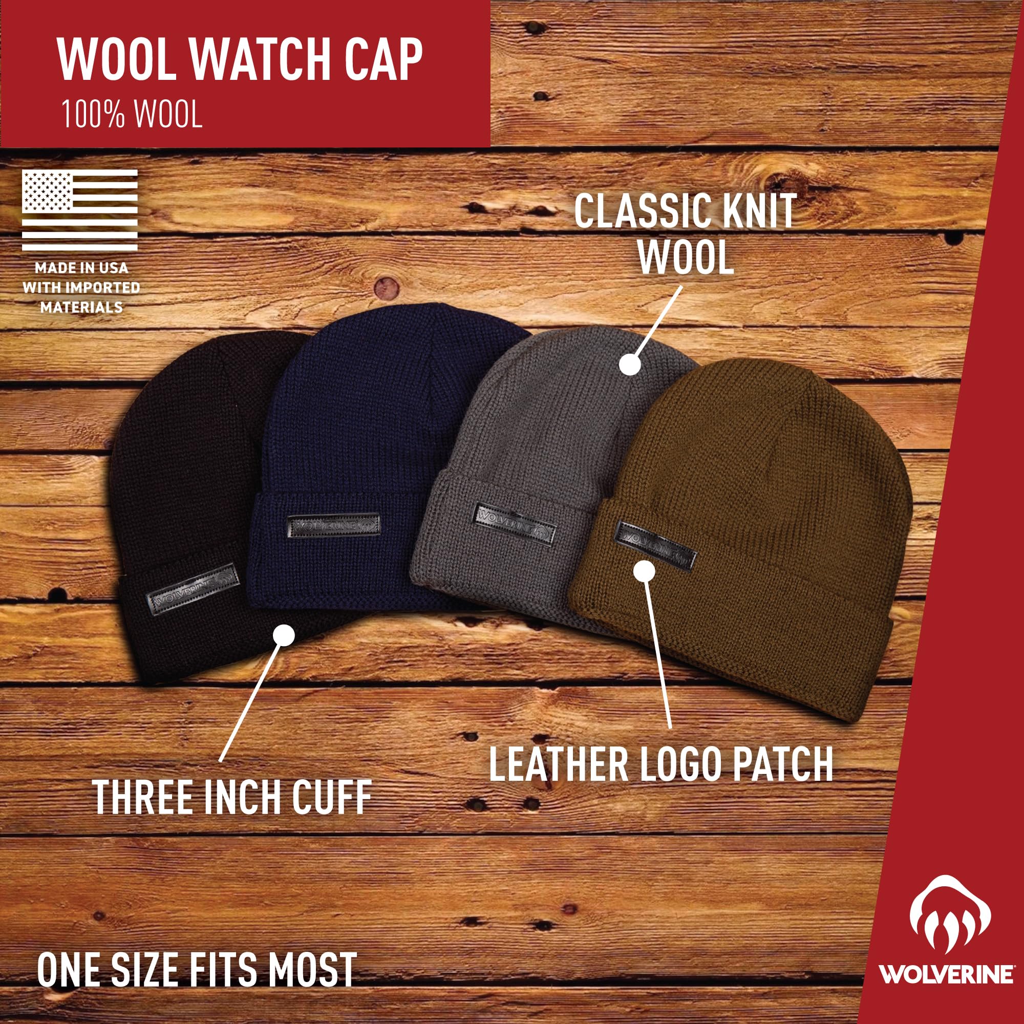 Wolverine Gorra de Reloj con Logotipo de Punto - Tapa Unisex Adulto