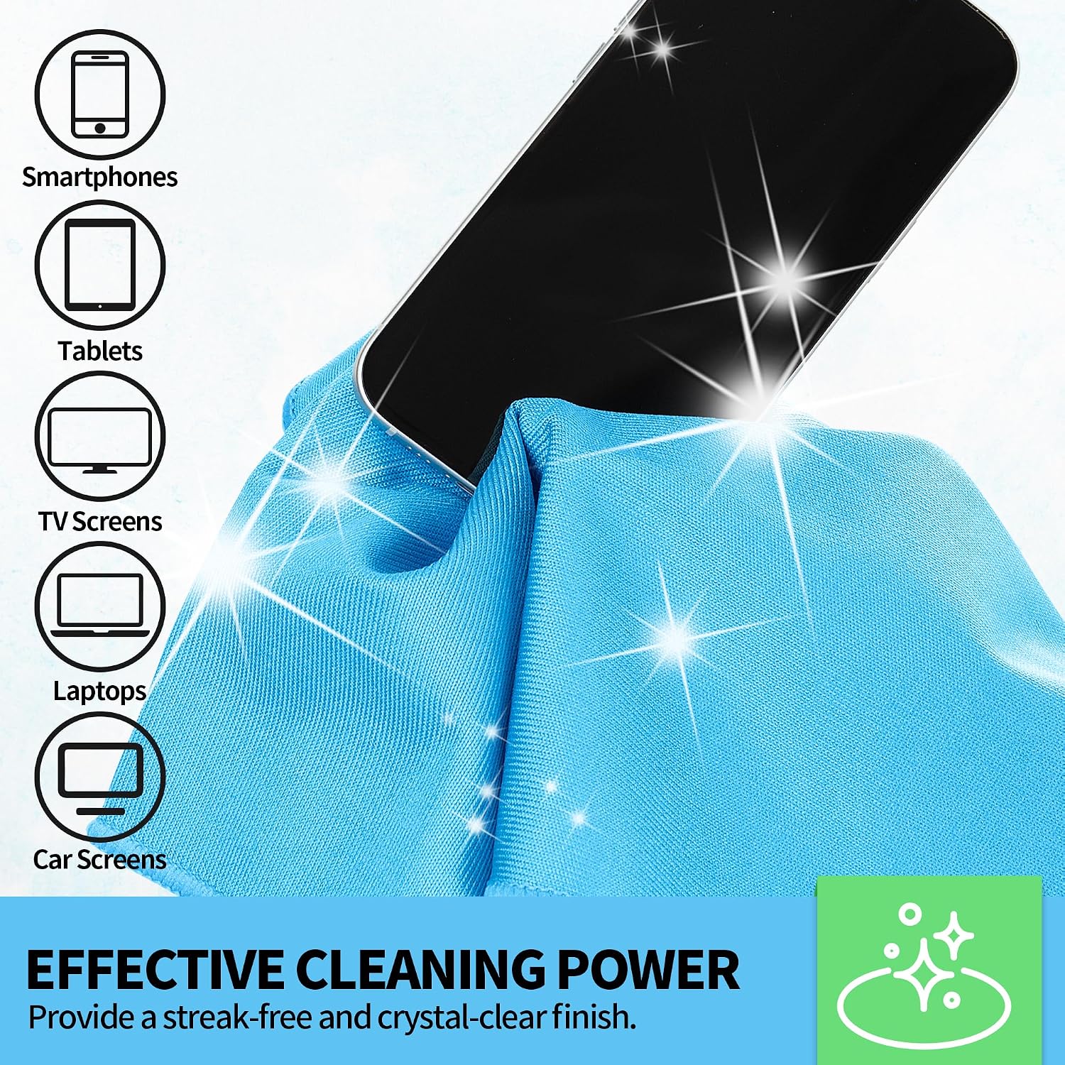 Microfiber Glass Cleaning Cloth, 12 Pack Window Glass Cleaning Rags, Reusable Lint-Free Streak Free Polishing Cloth Wipes for Stainless Steel, Eyeglasses, Mirrors, Screens & Lenses,12" 12" thumbnail