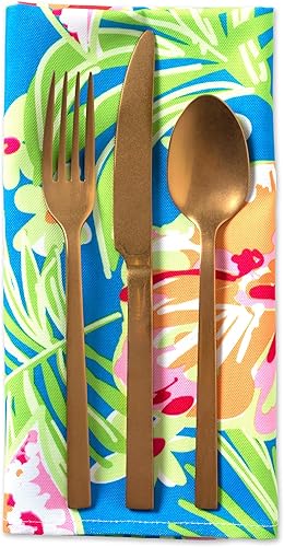 Miniatura 5 de DII Summer Floral - Colección de mesa para exteriores, resistente a las manchas y al agua, juego de servilletas, floral
