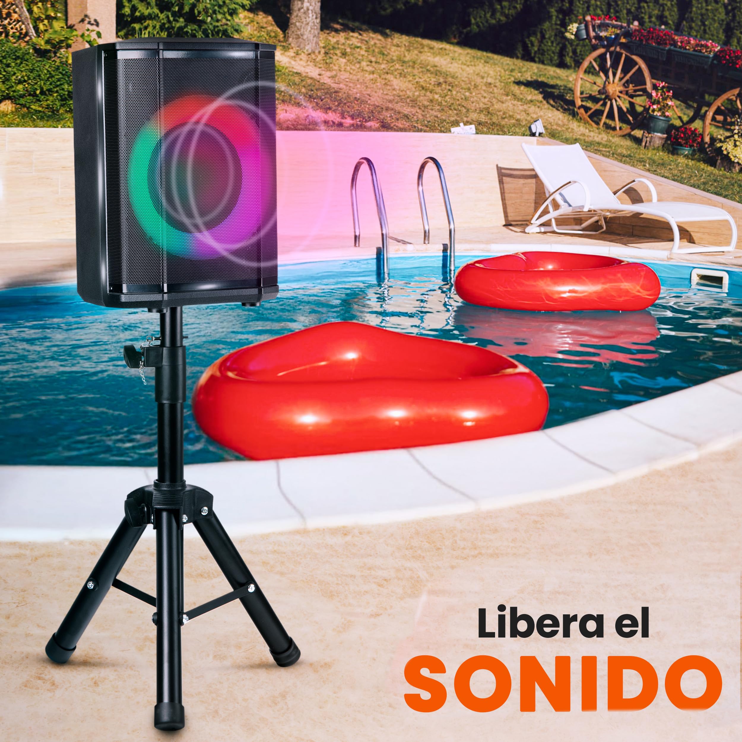 Pyle Altavoz Grande, Bluetooth, Portátil, Sistema True Wireless Stereo, con Bolsa de Transporte y Tripode