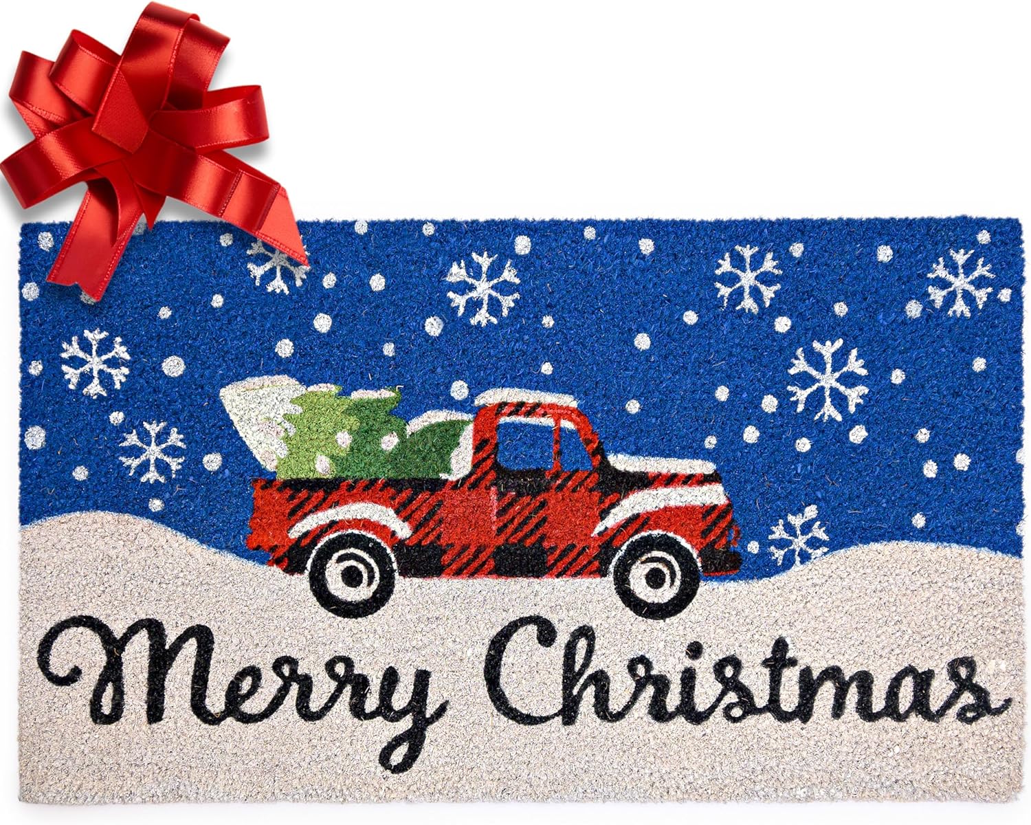 Old Truck Merry Christmas Welcome Mat 30x17 Inch, Christmas Red Truck Rug Door Mat, Christmas Truck Rug, Red Truck Door Mat, Merry Christmas Outdoor Mat Merry Christmas Mat Merry Christmas Rug Outdoor