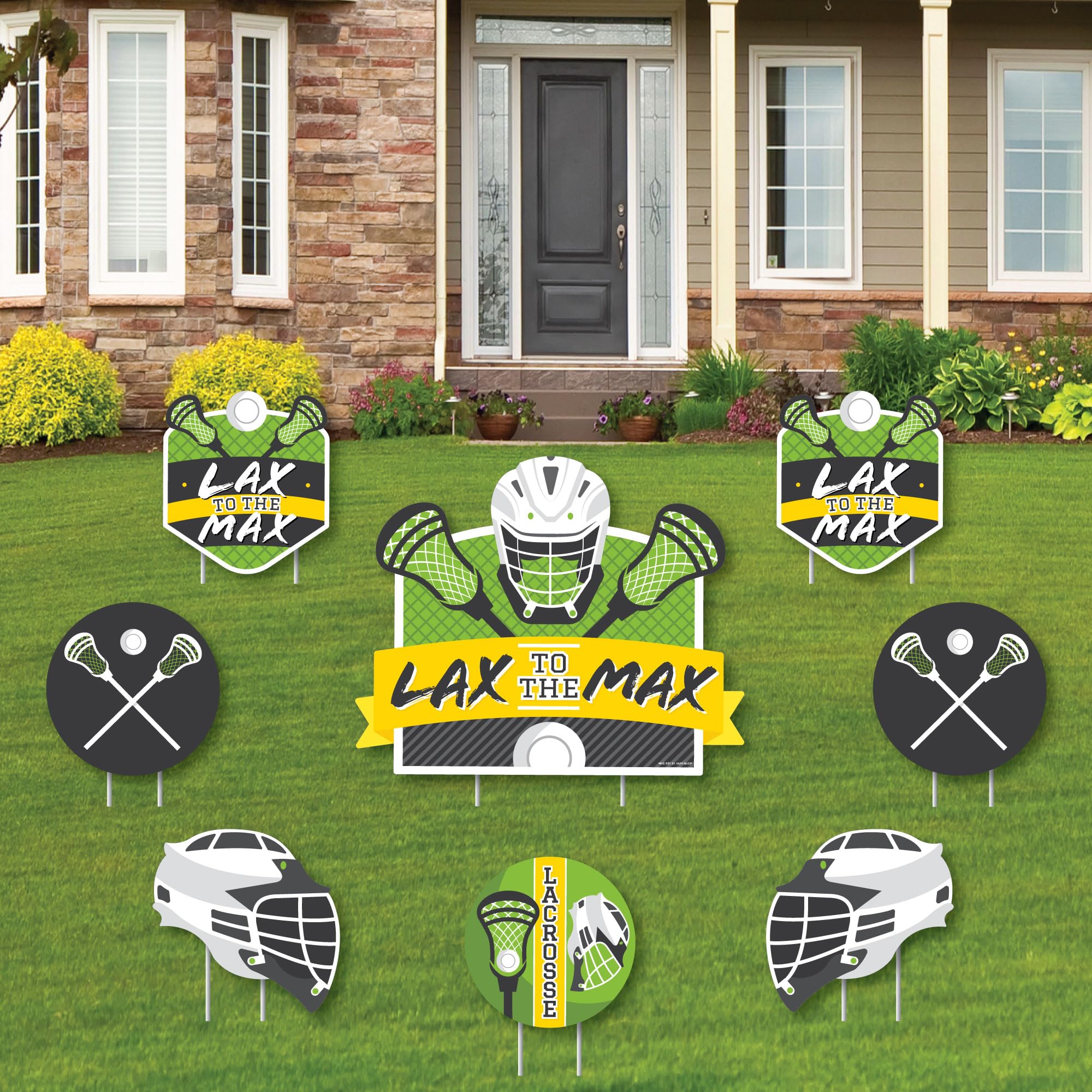 Big Dot of Happiness Lax to the Max - Lacrosse - Yard Sign and Outdoor Lawn Decorations - Party Yard Signs - Set of 8