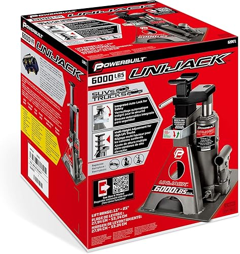 Miniatura 4 de Powerbuilt 3 Ton, Bottle Jack and Jack Stands in One, 6000 Pound Capacity, All-in-One Car Lift, Heavy Duty Vehicle Unijack, Wide Base, 620471