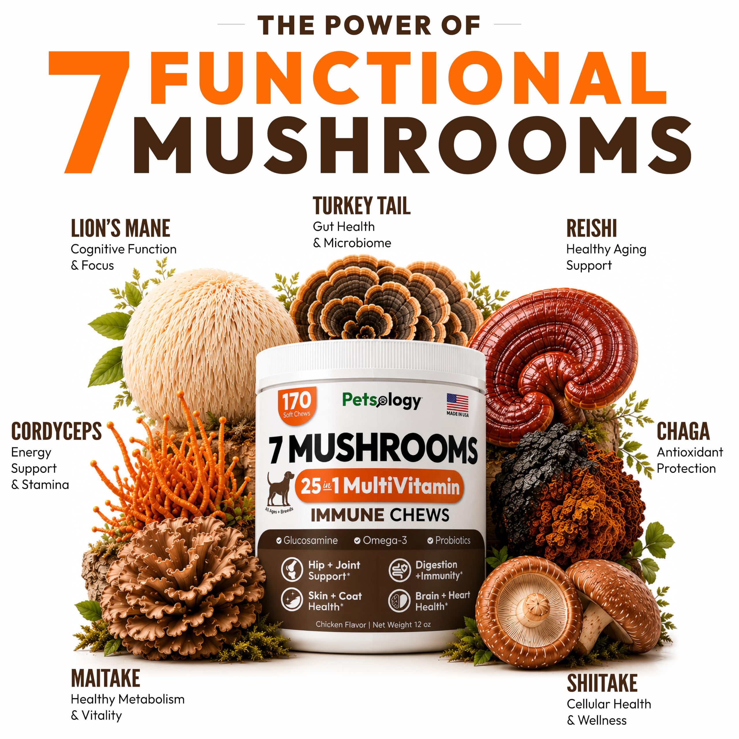 Turkey Tail Mushroom for Dogs - 170 Chews - Lion's Mane, Shiitake & Reishi — Amazon image 5