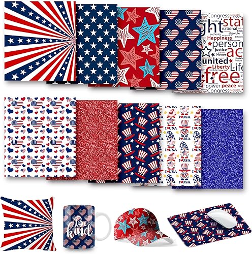 Tinta de transferencia infusible del 4 de julio tinta de acuarela del Día de la Independencia papel de transferencia de sublimación imprimible